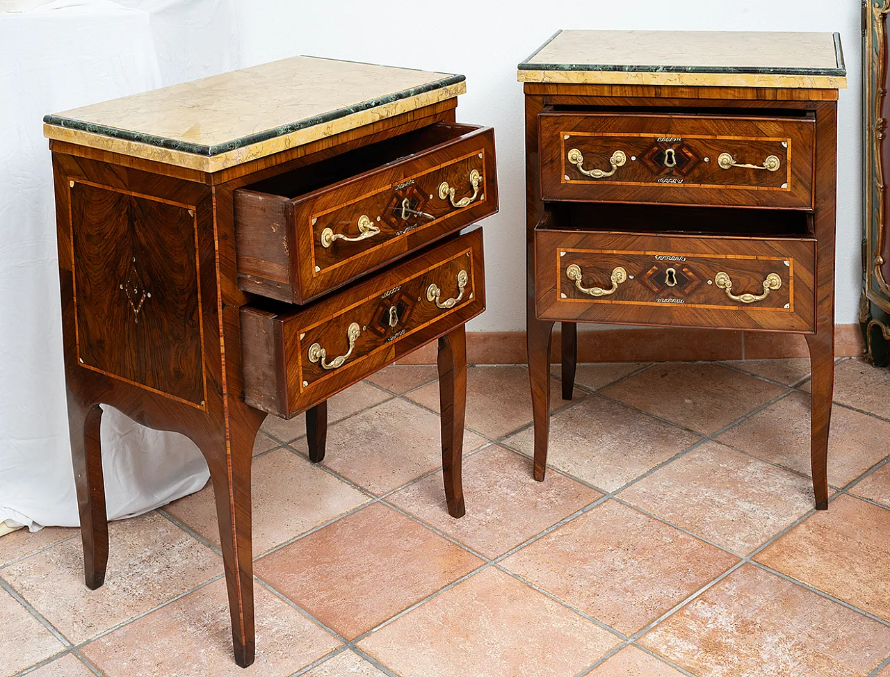 Pair of bedside tables Louis XIV Neapolitans, 19th century 7