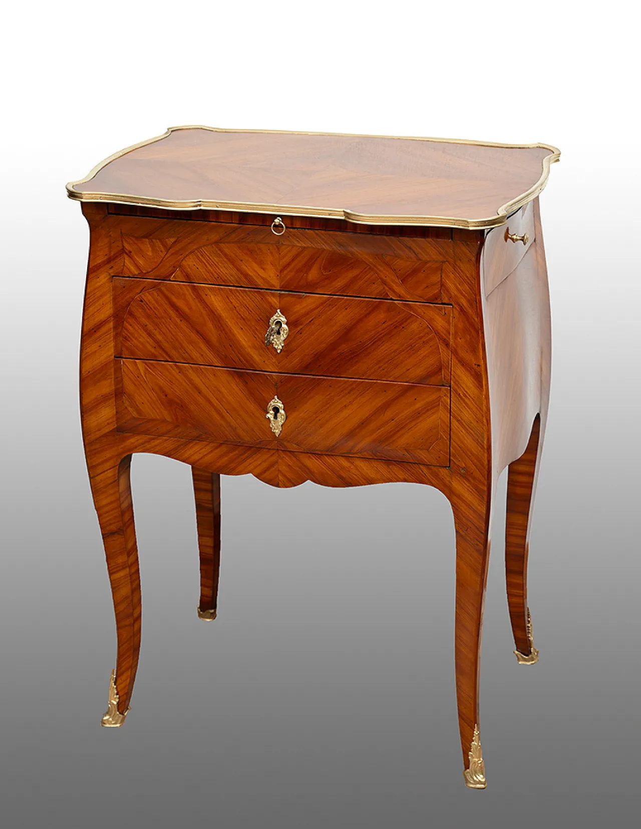 Bedside table Napoleon III French in precious exotic wood, 19th c. 1