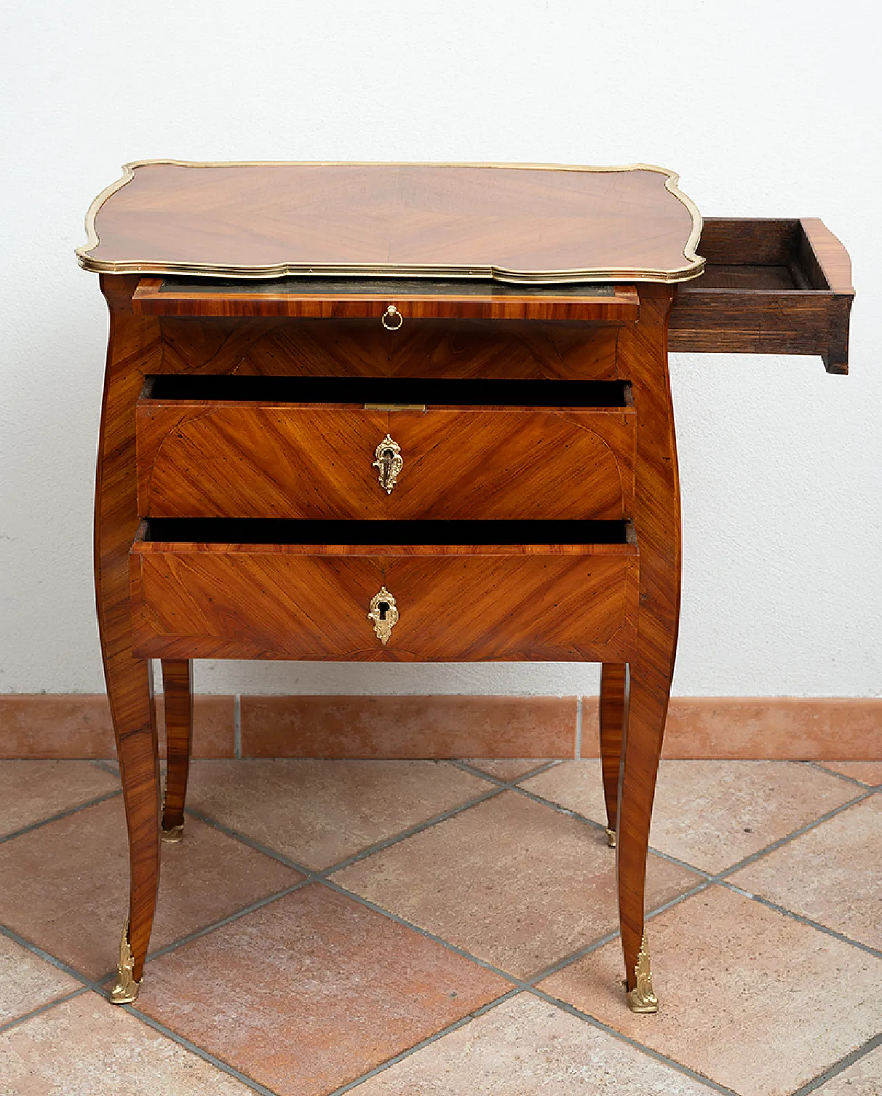 Bedside table Napoleon III French in precious exotic wood, 19th c. 6