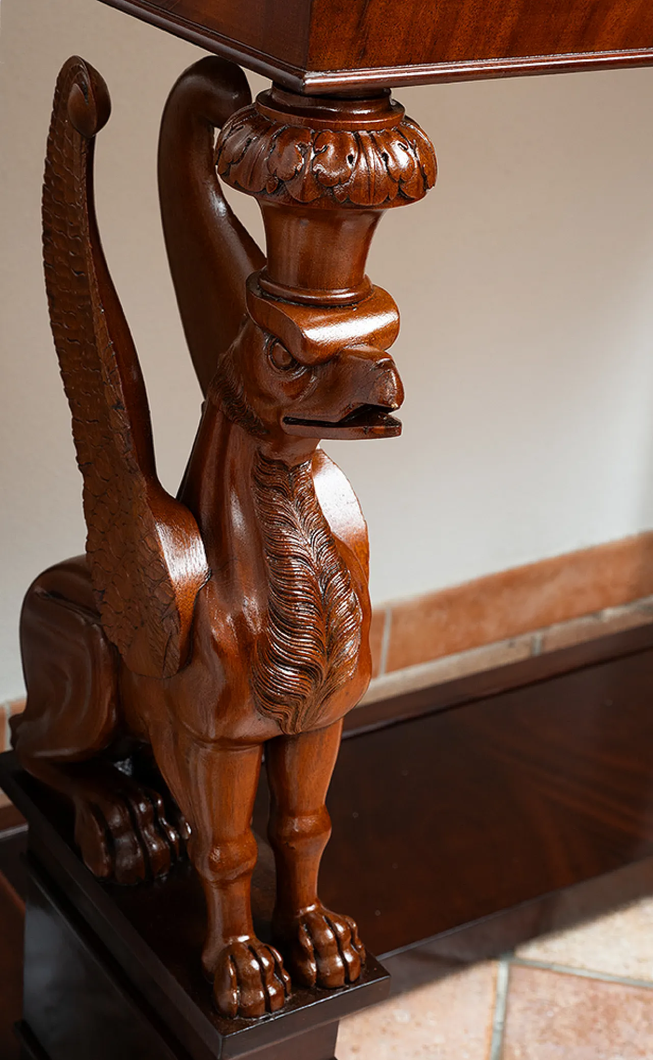 Console Sicilian Mogna feather empire with marble top, 19th century 3