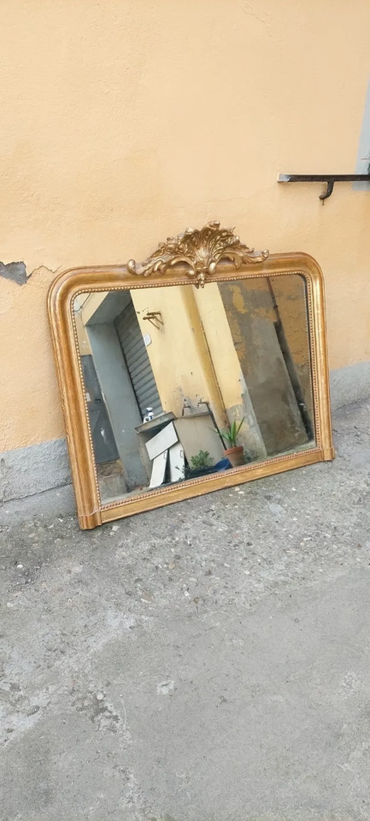 Specchiera Caminiera Luigi Filippo in legno dorato, '800 1