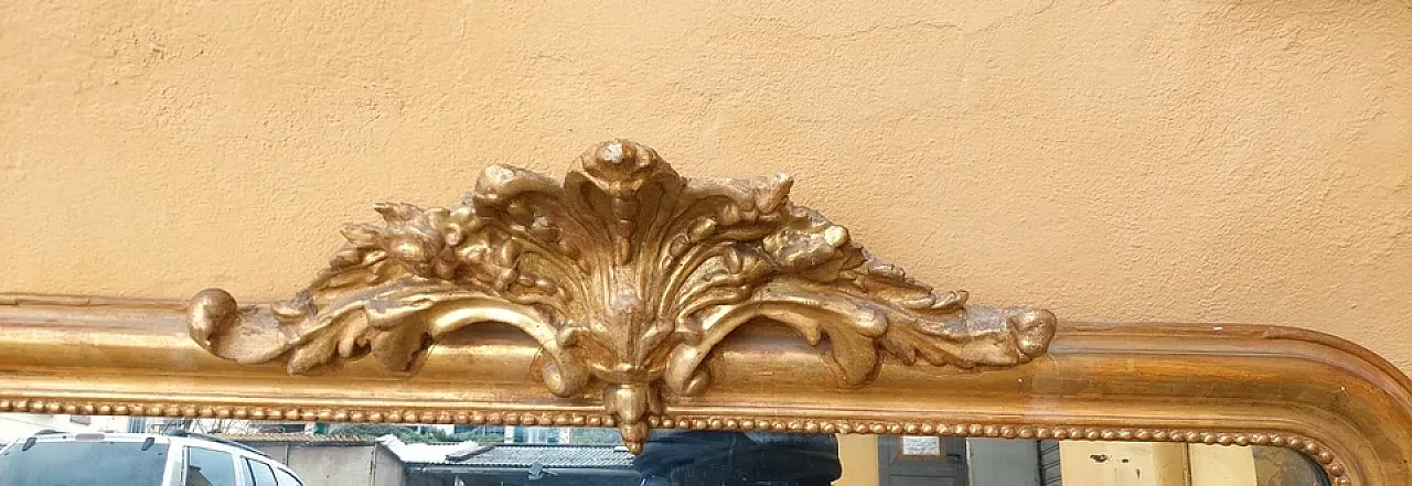 Specchiera Caminiera Luigi Filippo in legno dorato, '800 3