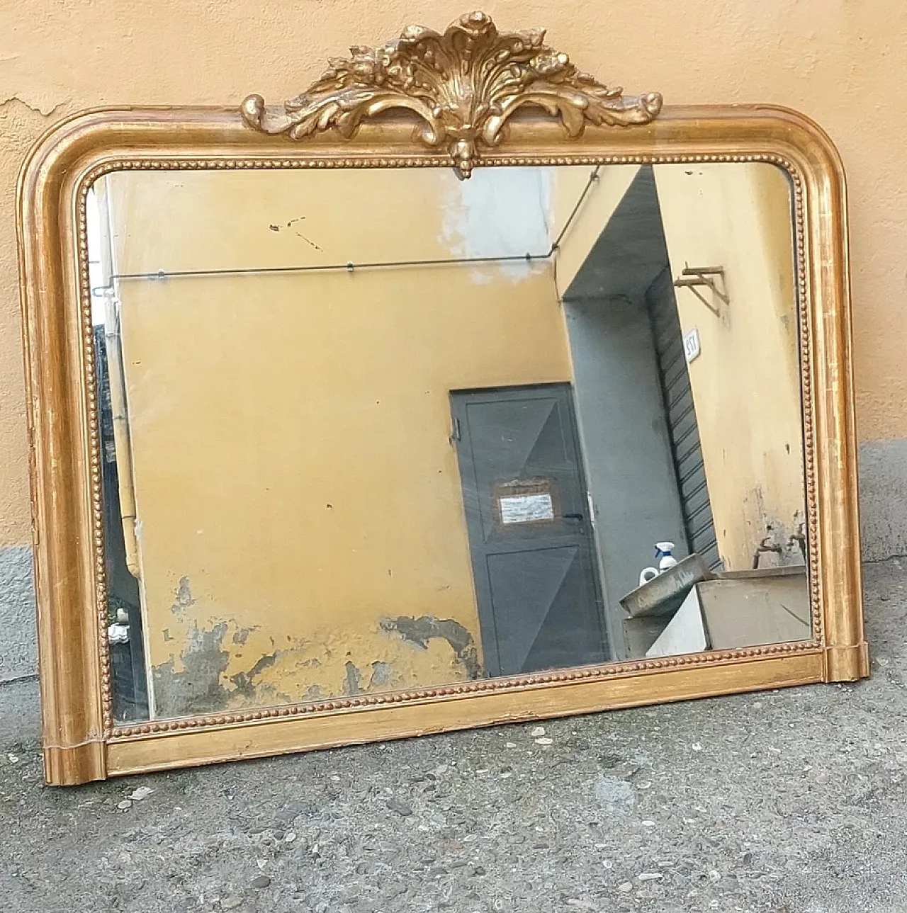 Specchiera Caminiera Luigi Filippo in legno dorato, '800 10