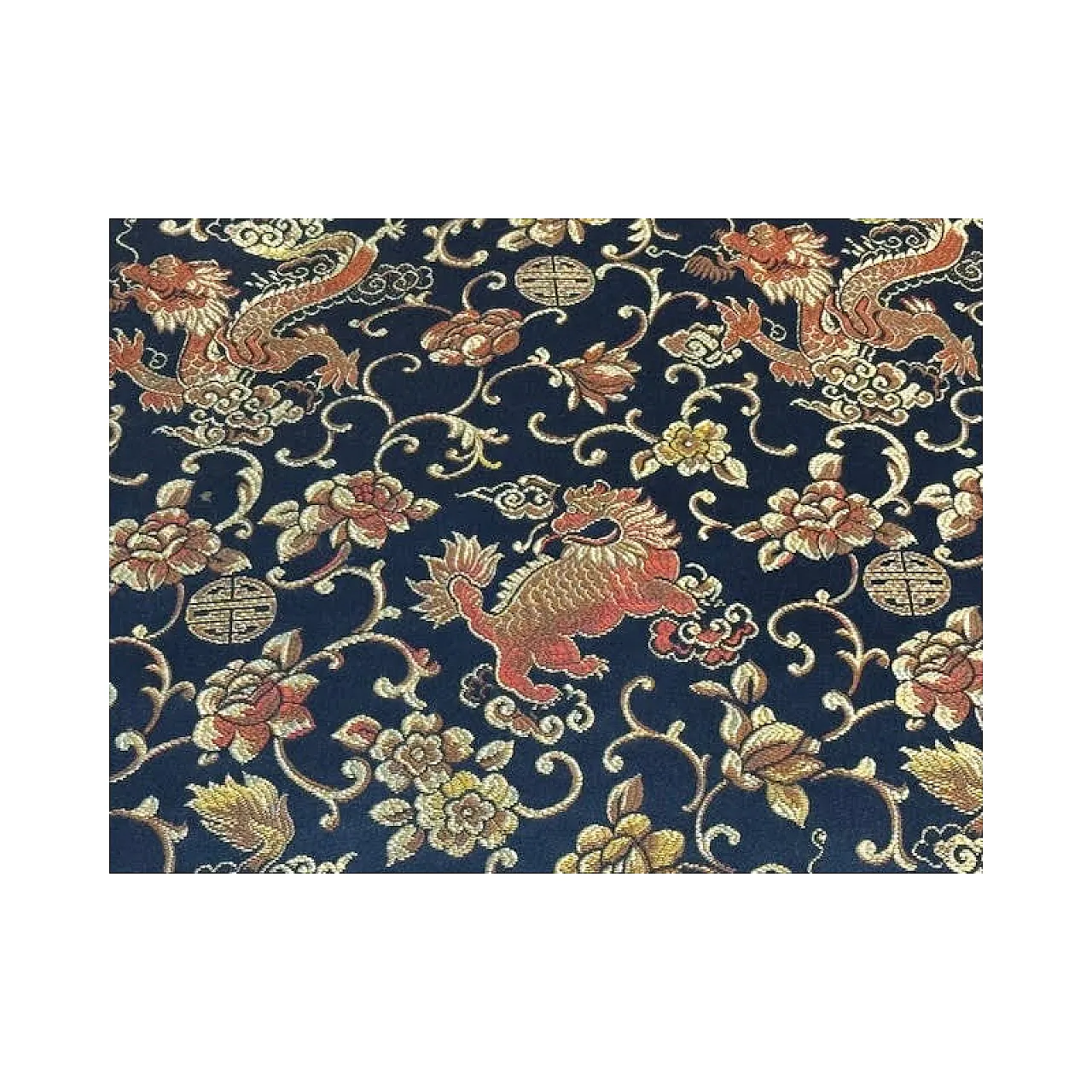 Divano con due poltrone in legno e tessuto, primo '900 5