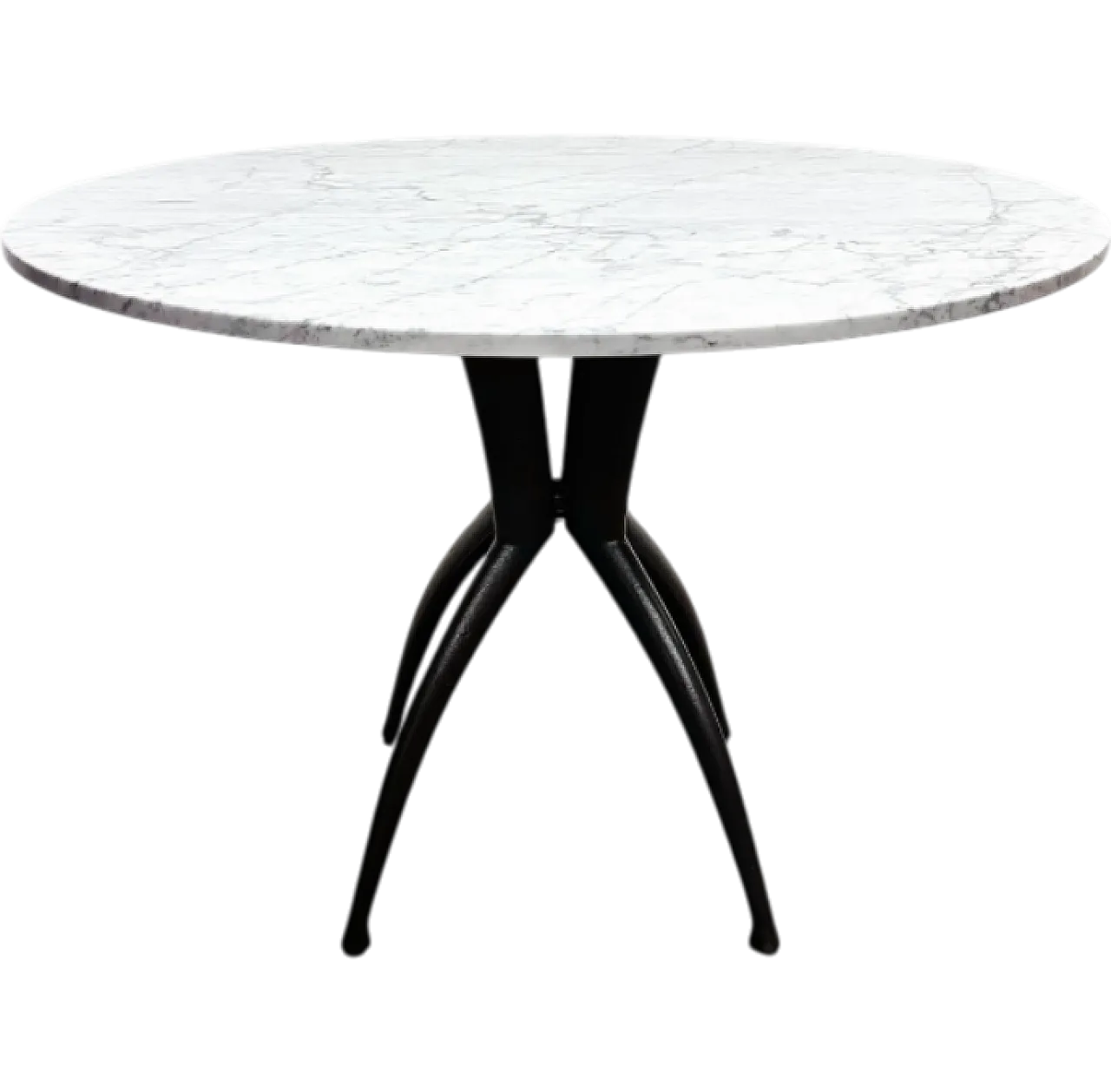 Tavolo da pranzo in marmo e metallo nero, anni ‘70 5