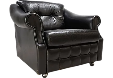 Poltrona in pelle Art Déco, anni '60