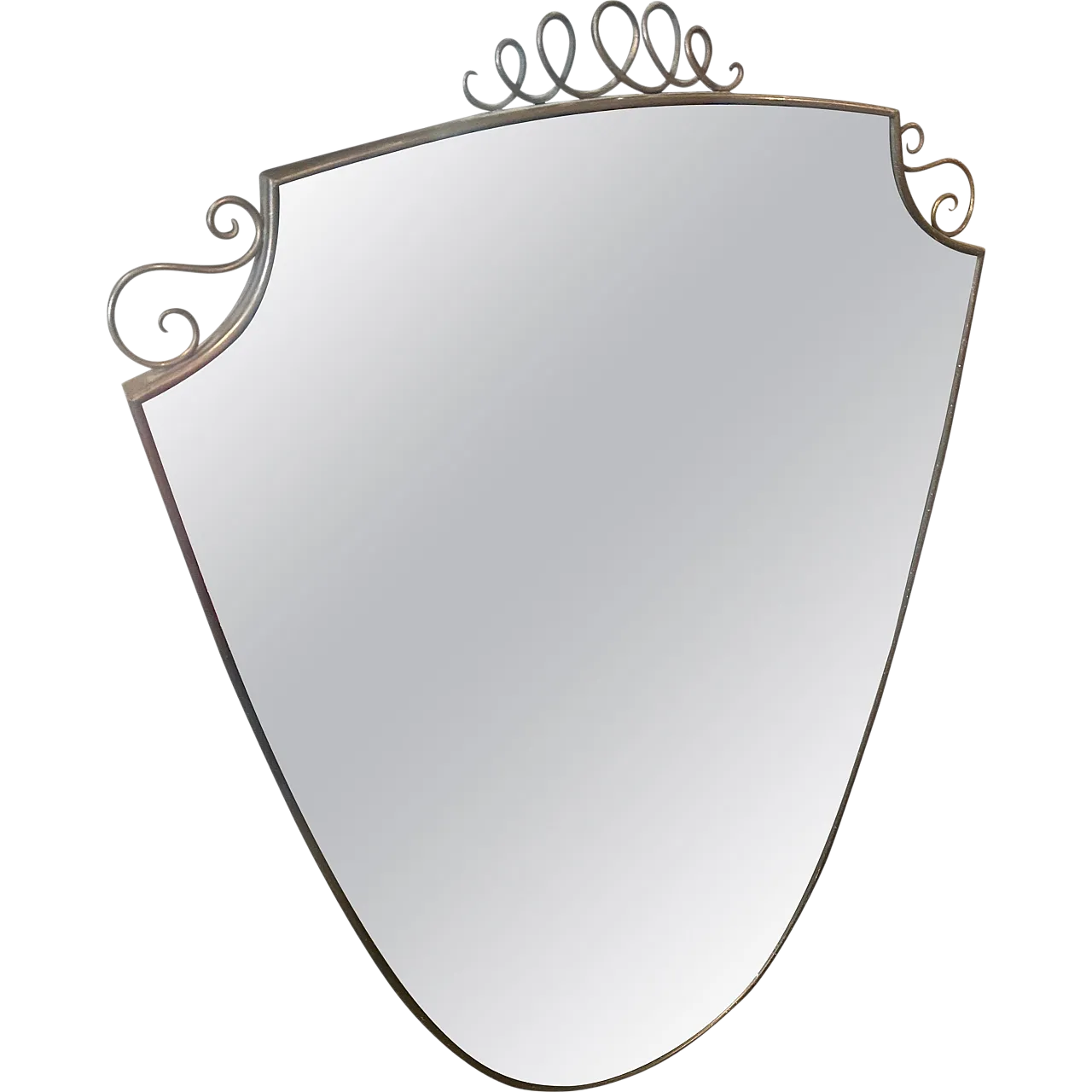Specchio a forma di scudo in ottone massiccio di Gio Ponti, anni '50 15
