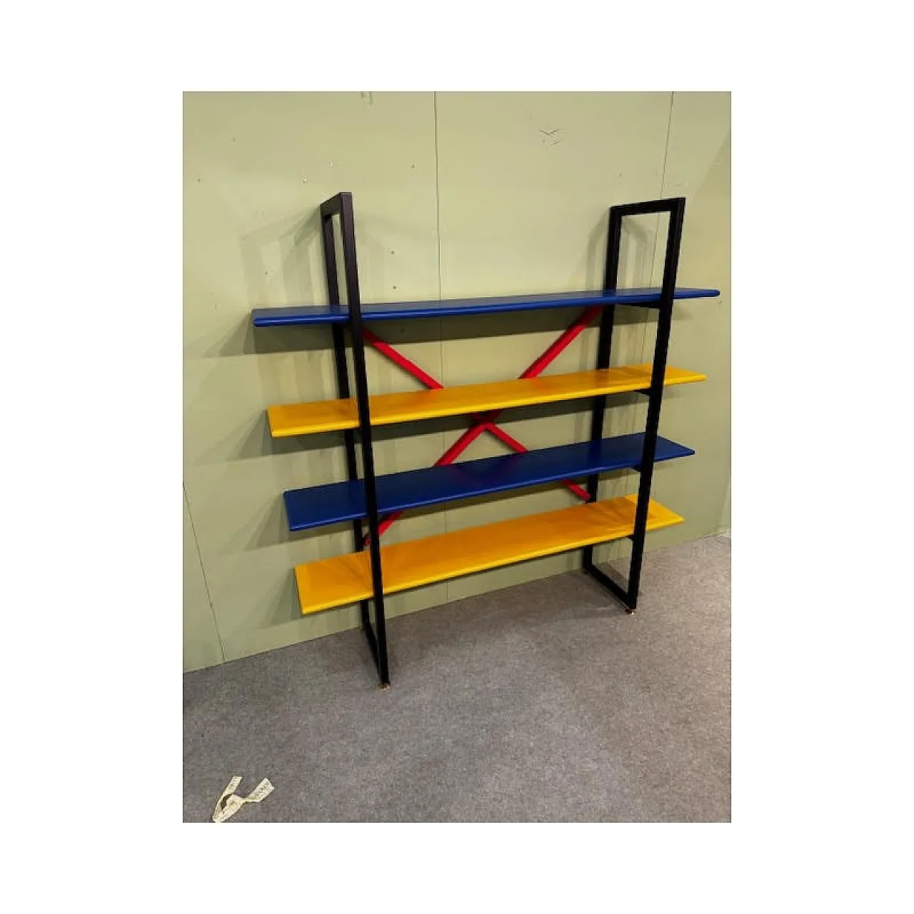 Freestanding bookcase in wood, metal and brass, 20th century 4