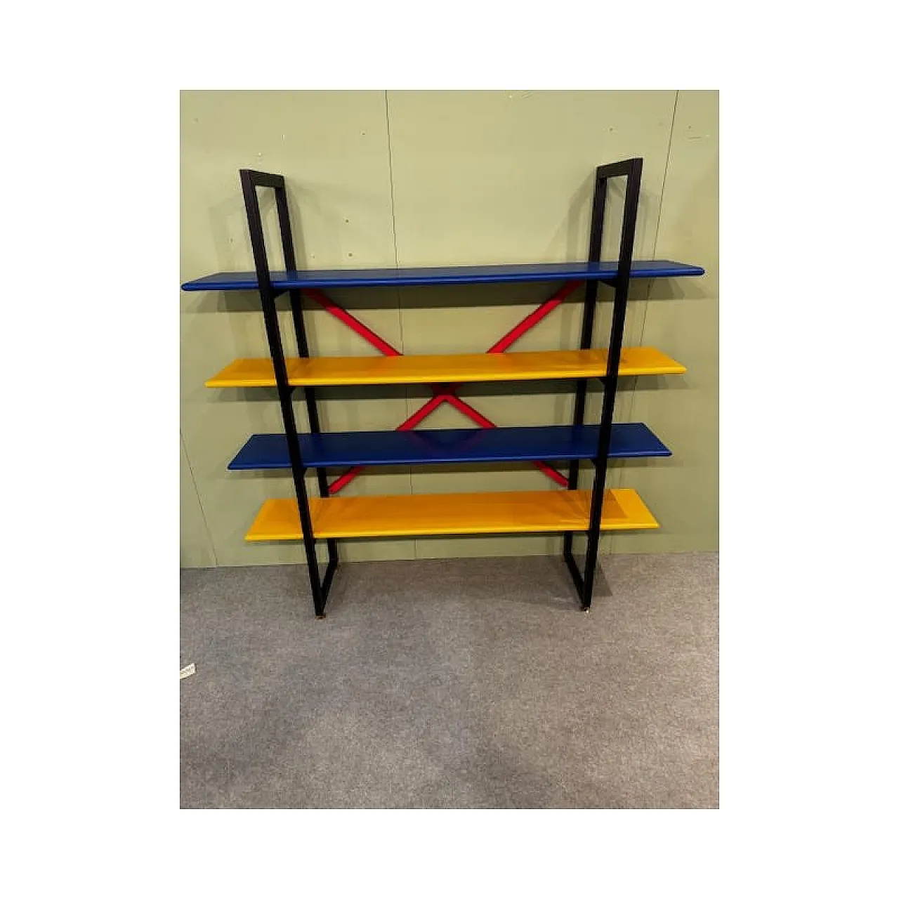 Freestanding bookcase in wood, metal and brass, 20th century 6