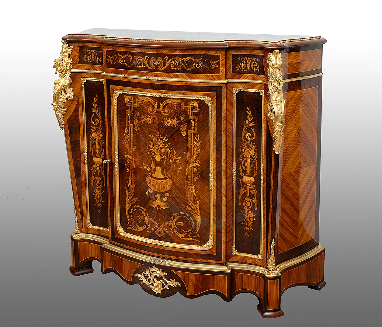 Credenza Napoleone III Francese in legni esotici pregiati, '800 1