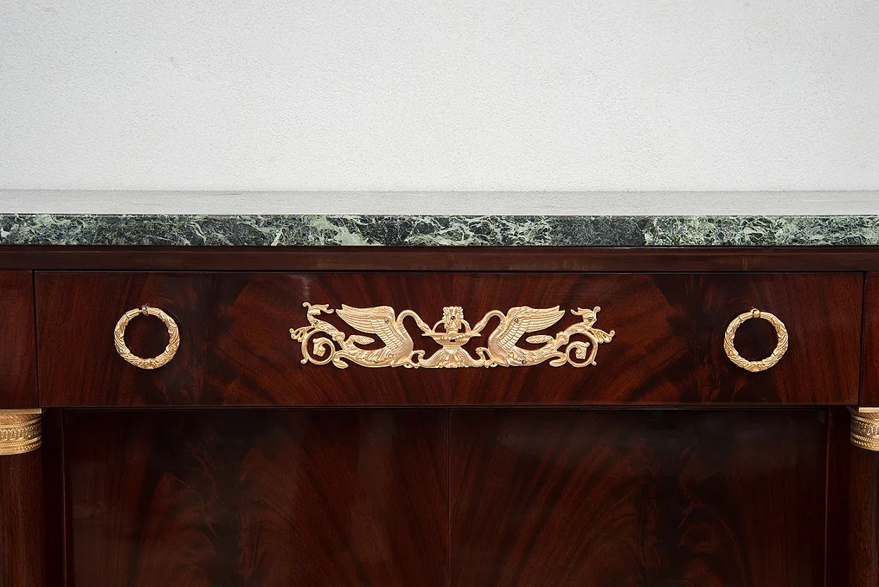 Sideboard French empire style in mahogany feather, 19th century 2