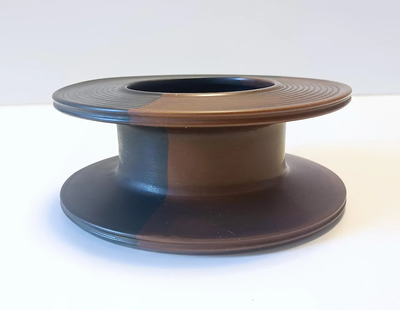 Black and Brown Hand-Painted Ceramic Piece by Franco Bucci, 70s 4