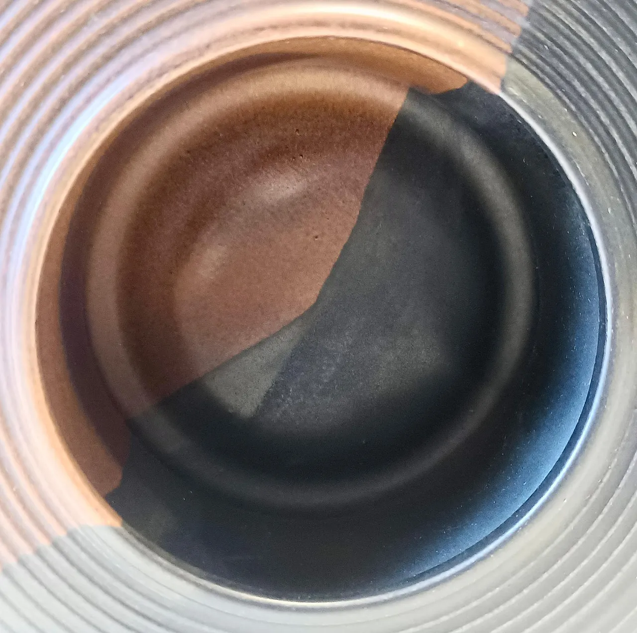 Black and Brown Hand-Painted Ceramic Piece by Franco Bucci, 70s 8