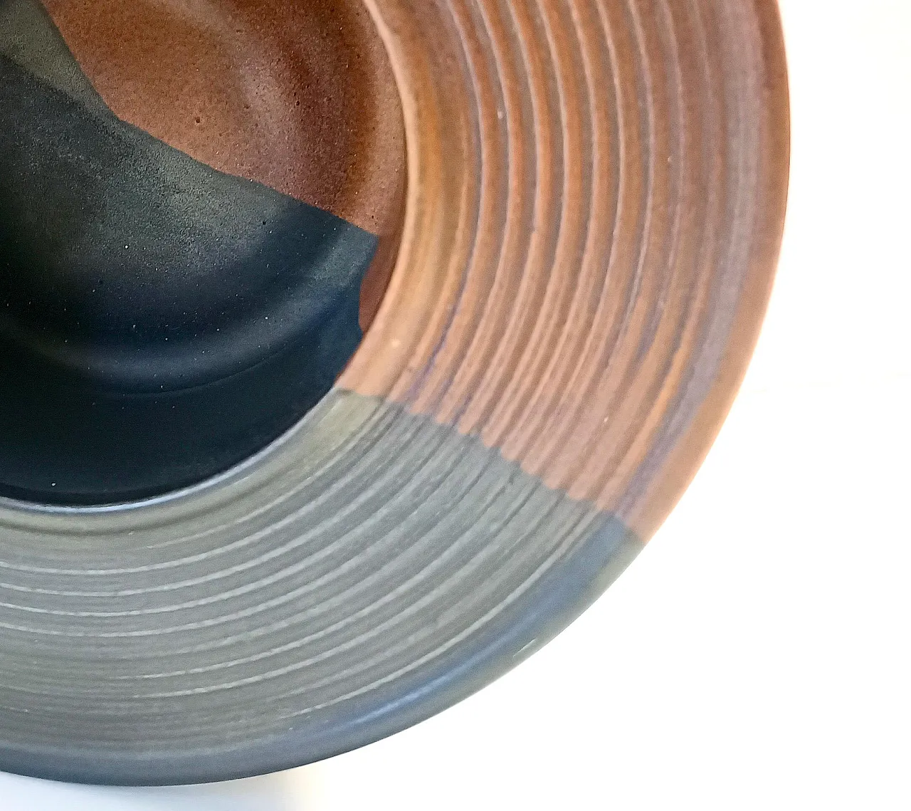 Black and Brown Hand-Painted Ceramic Piece by Franco Bucci, 70s 9