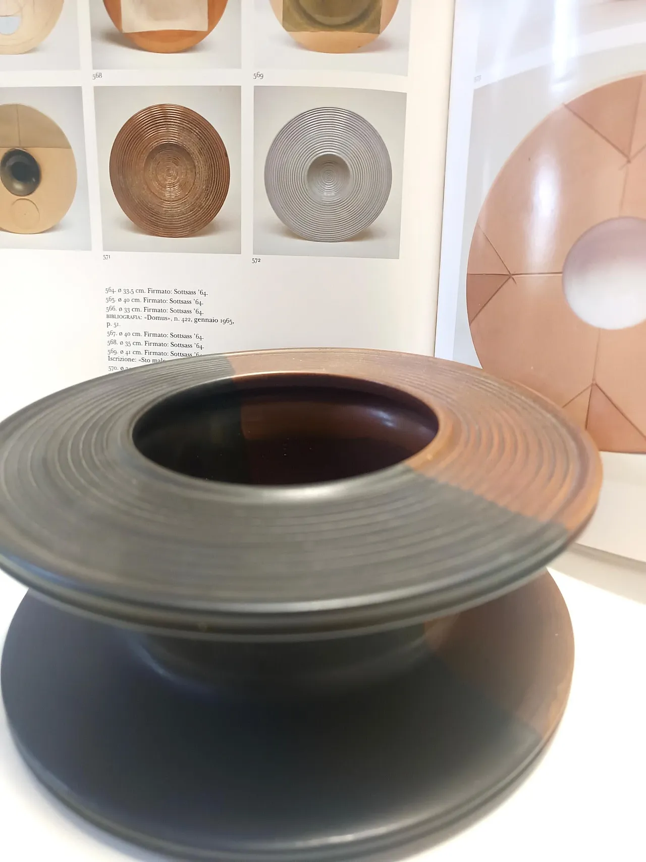 Black and Brown Hand-Painted Ceramic Piece by Franco Bucci, 70s 14