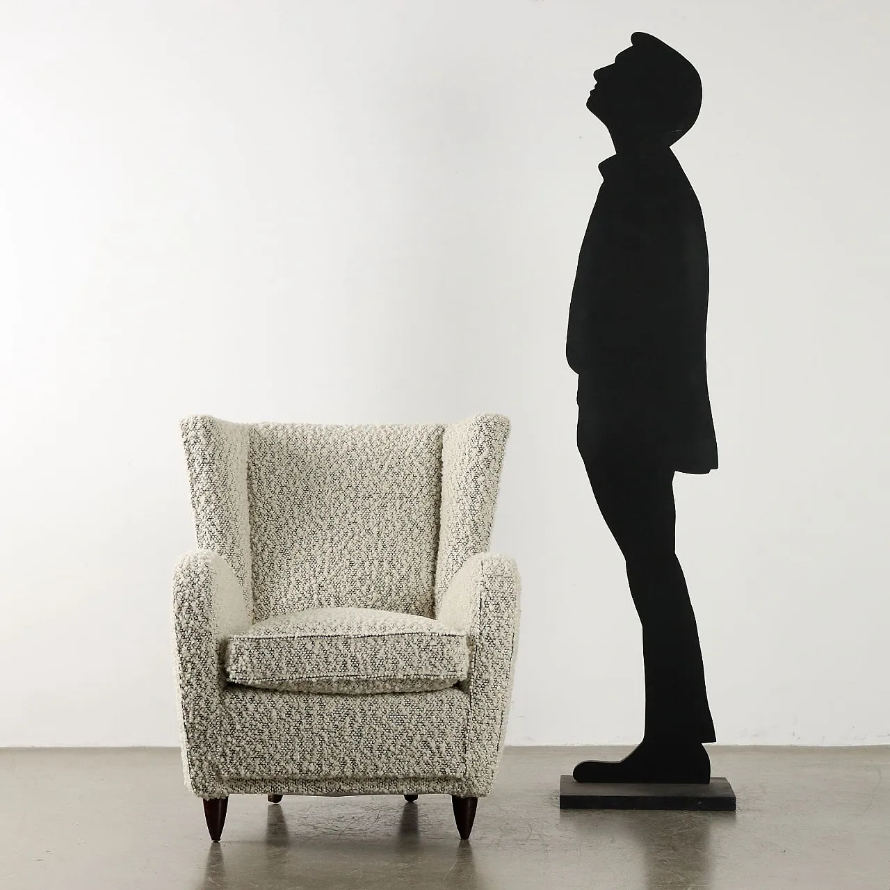 Poltrona Bergere in tessuto boucle nuovo, anni '50 2