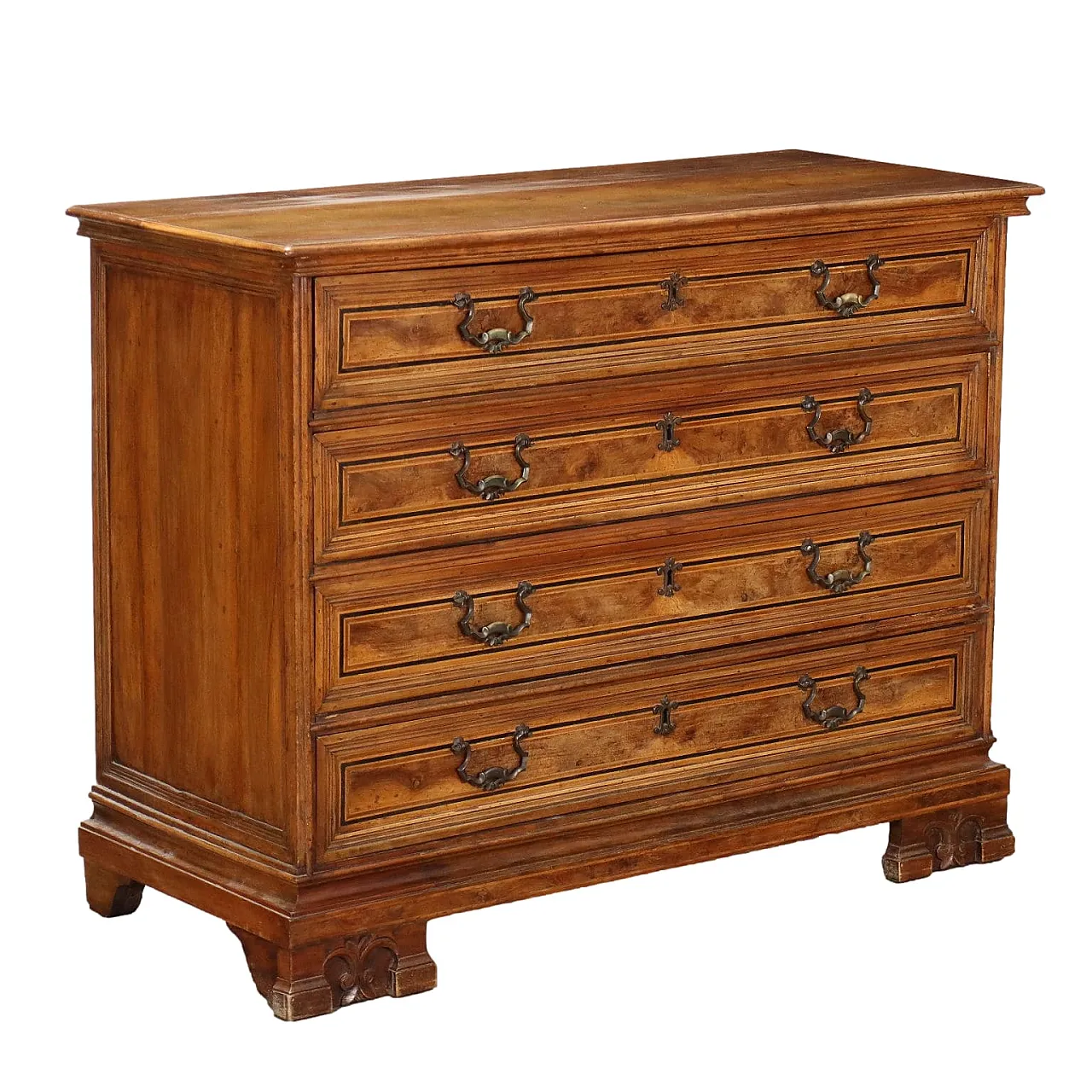 Dresser in walnut with four drawers & shelf feet, 18th century 1