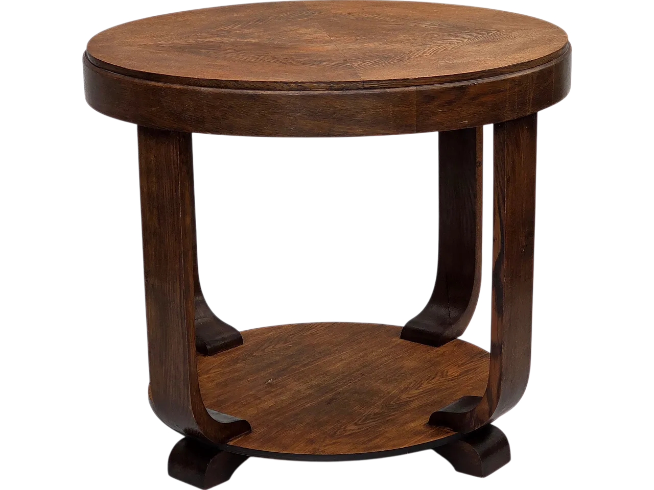 Danish Art Deco coffee table with shelf, oak wood, 1950s 16