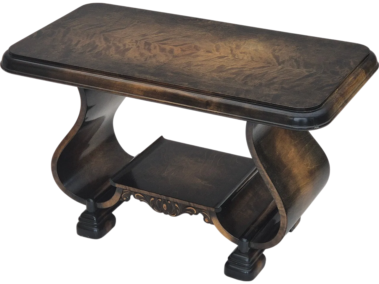 Danish Art Deco coffee table with shelf, ash wood. 1950s 15