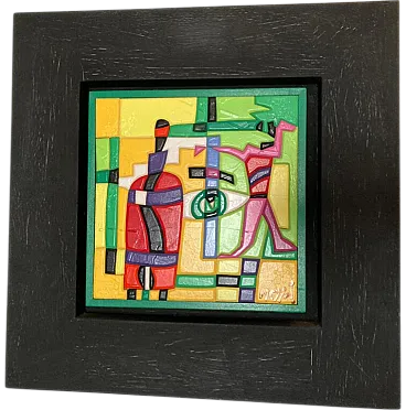 Ugo Nespolo, Icone, acrilici su intarsi, 2000