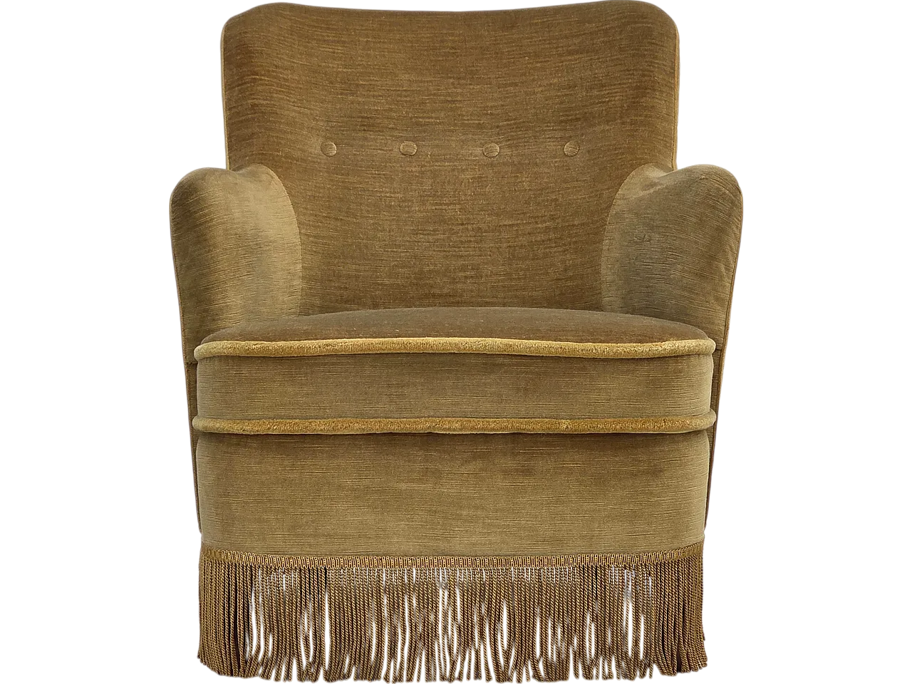 Danish lounge chair, light green velour, 1970s 15