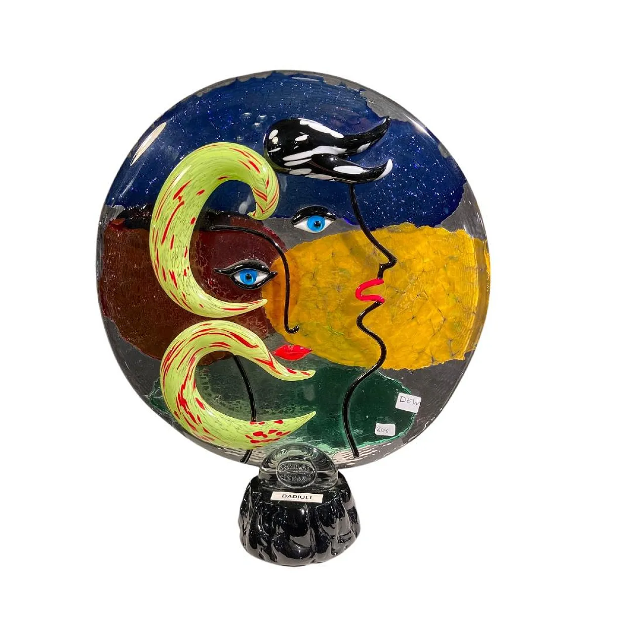 Medaglione Picassiano di Badioli in vetro di Murano, anni 90 1