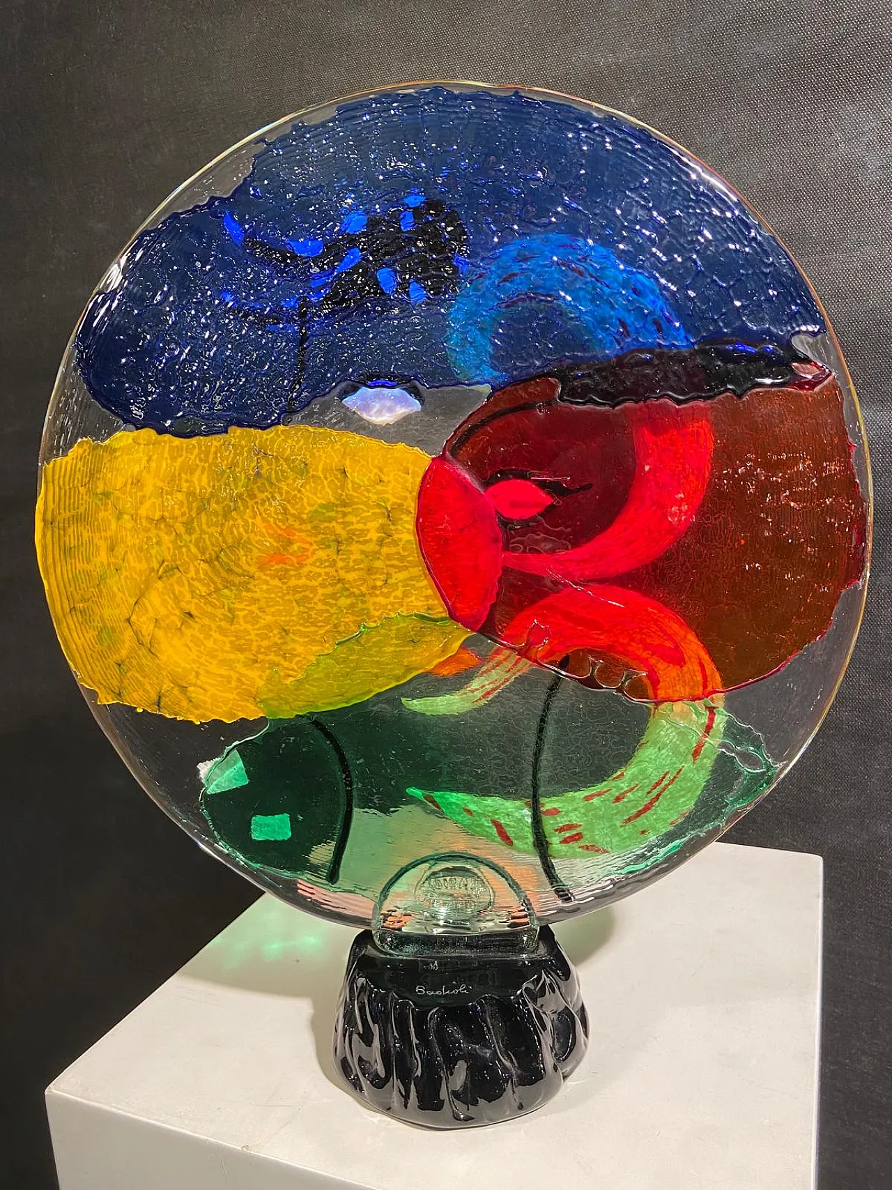 Medaglione Picassiano di Badioli in vetro di Murano, anni 90 4