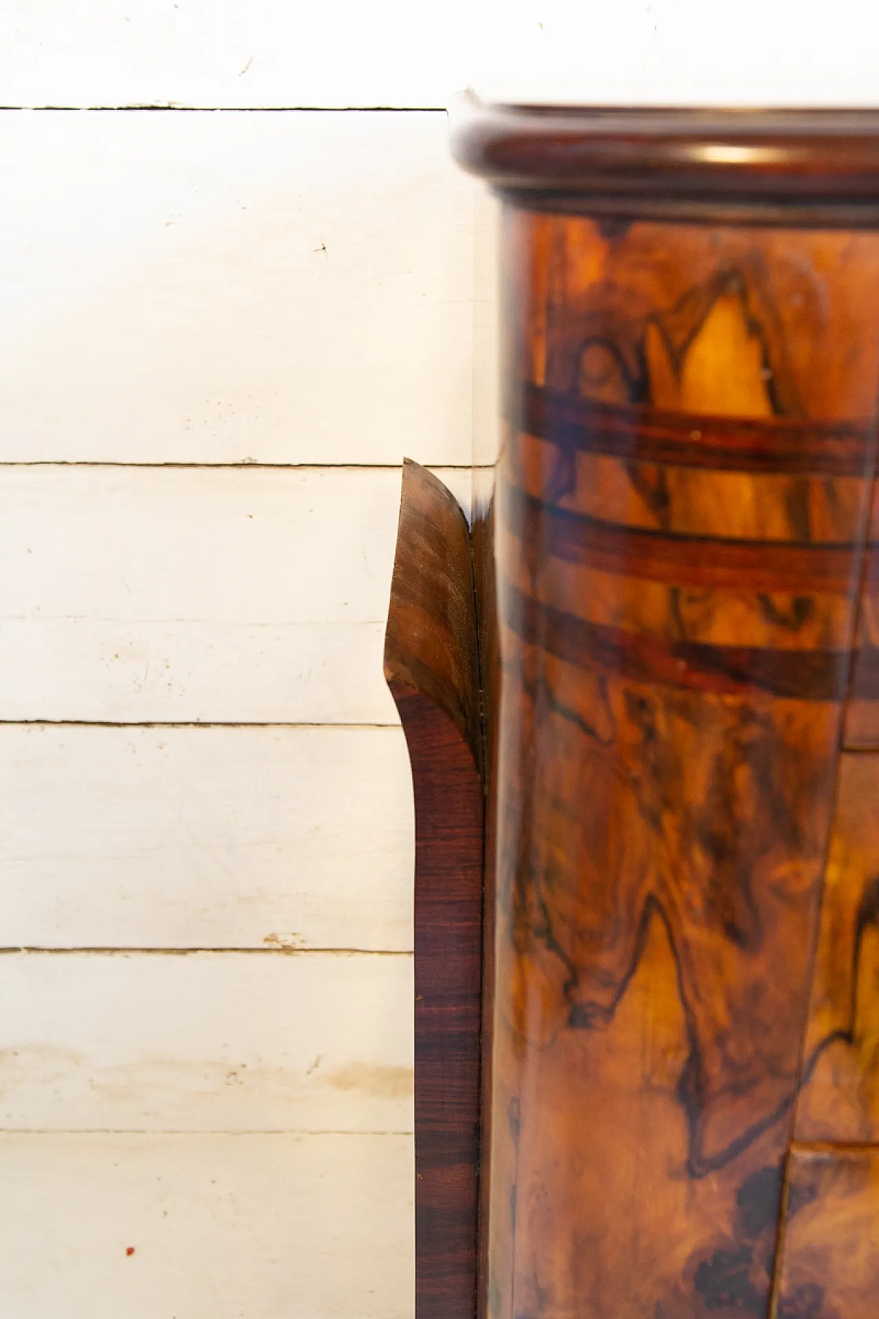 Cassettiera Art Déco in radica e noce e acciaio, anni '30 2