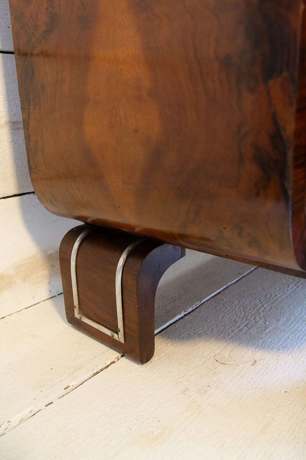 Cassettiera Art Déco in radica e noce e acciaio, anni '30 13