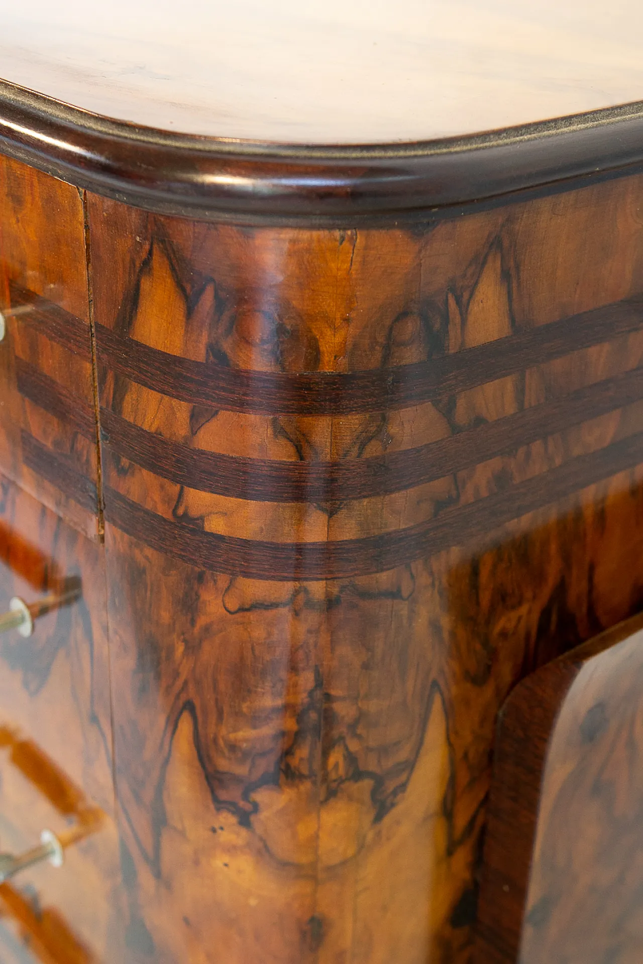 Cassettiera Art Déco in radica e noce e acciaio, anni '30 19