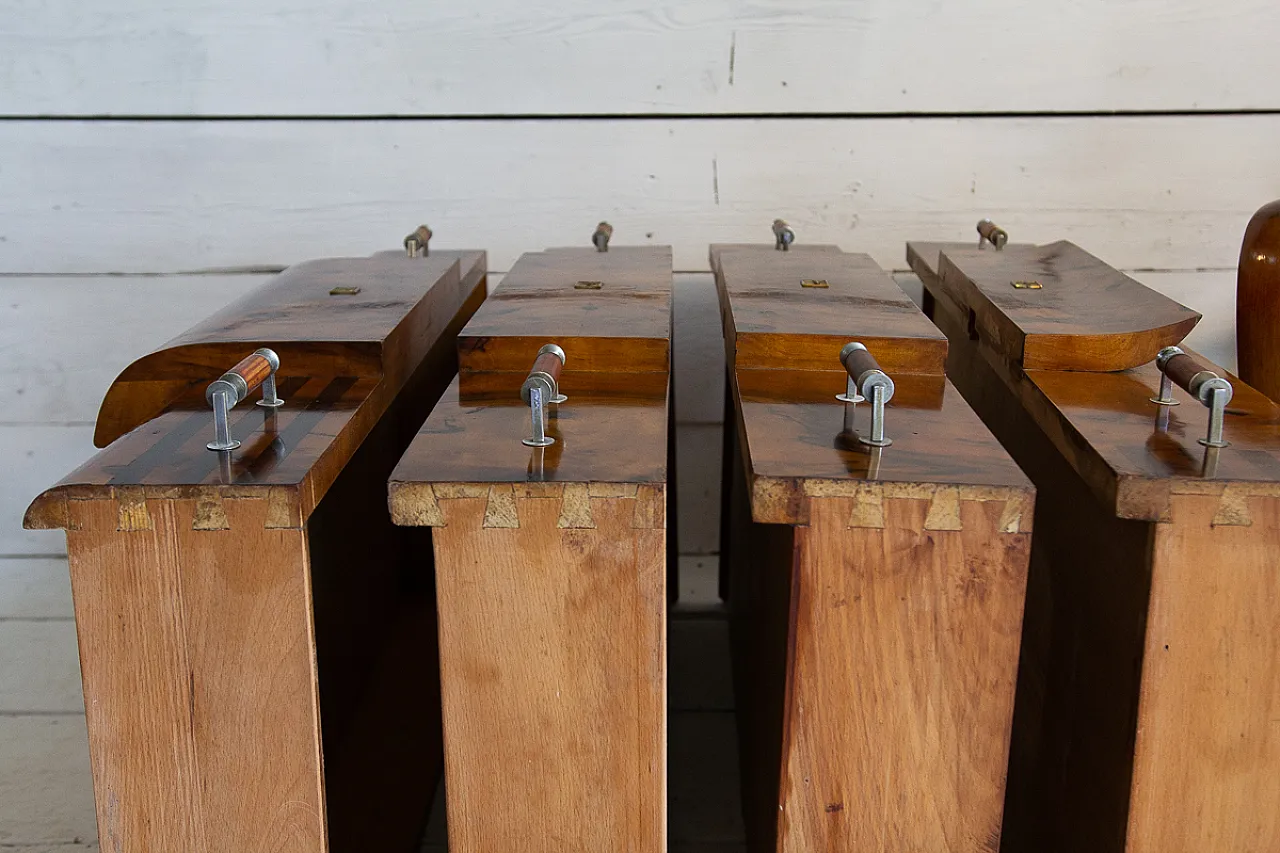 Cassettiera Art Déco in radica e noce e acciaio, anni '30 33