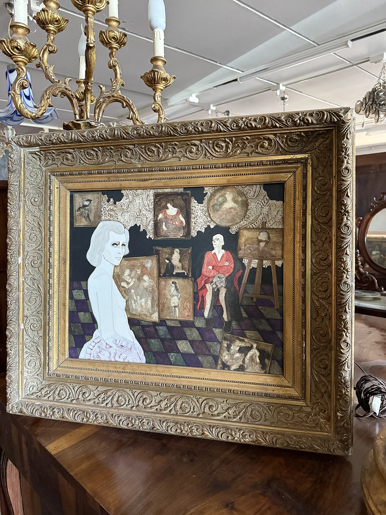 Olio su tela Gianni Longinotti, Madame in Atelier, 1991 2