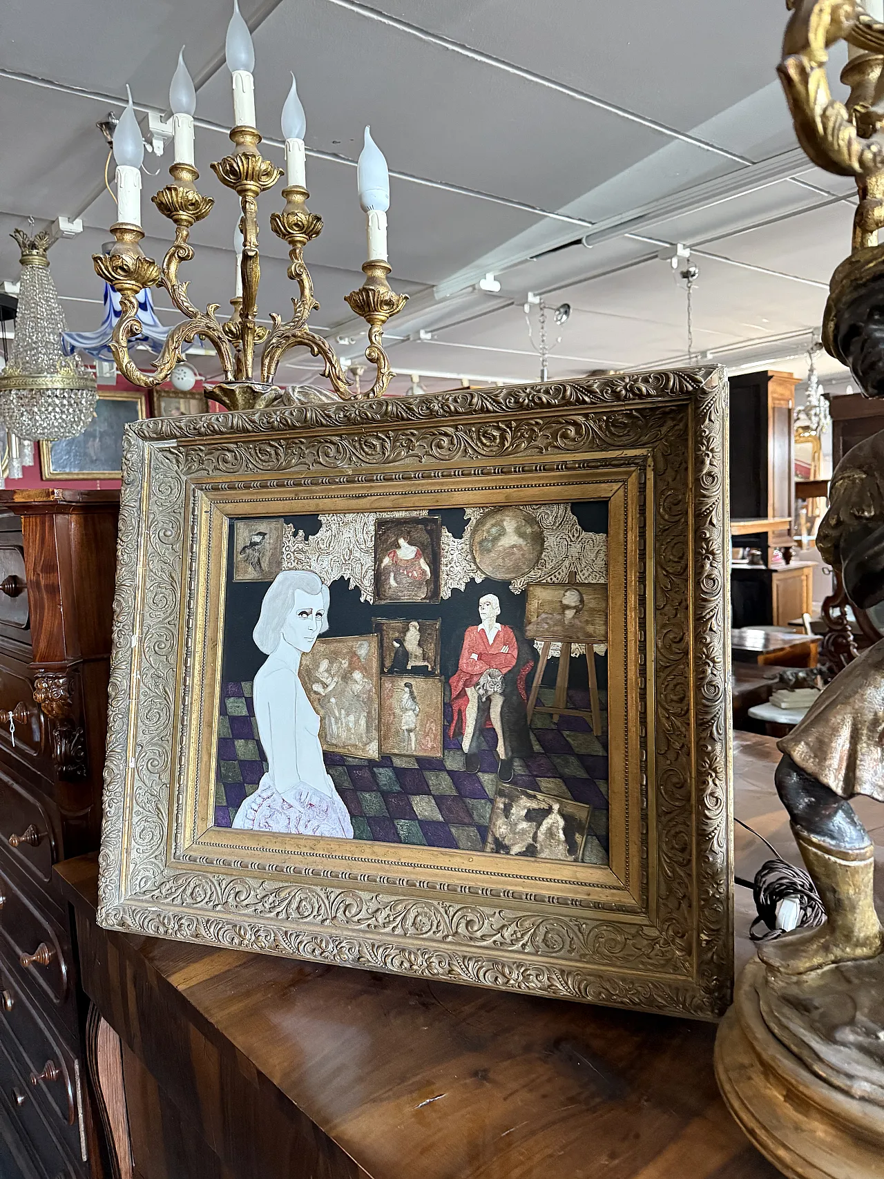 Olio su tela Gianni Longinotti, Madame in Atelier, 1991 3