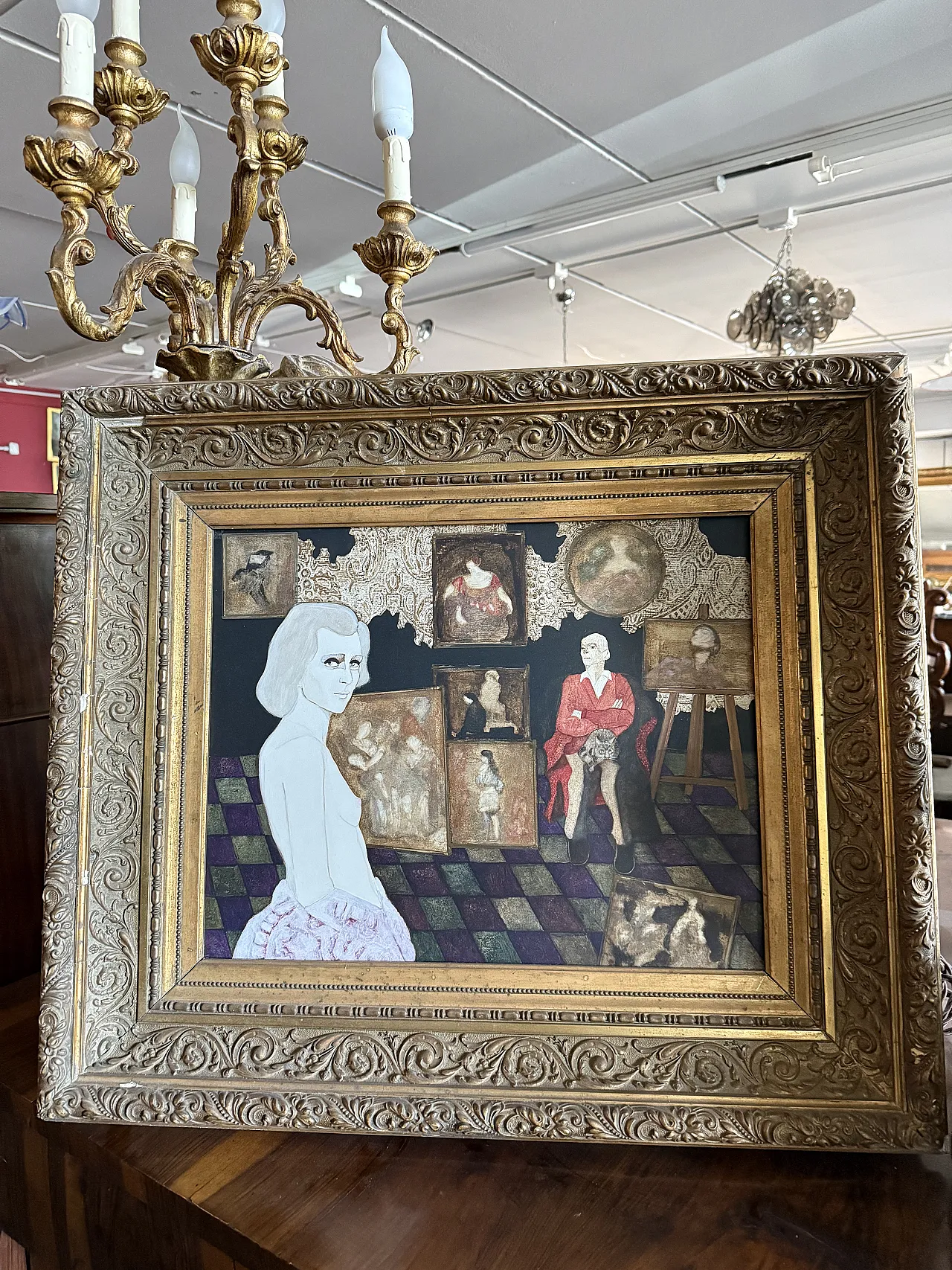 Olio su tela Gianni Longinotti, Madame in Atelier, 1991 4