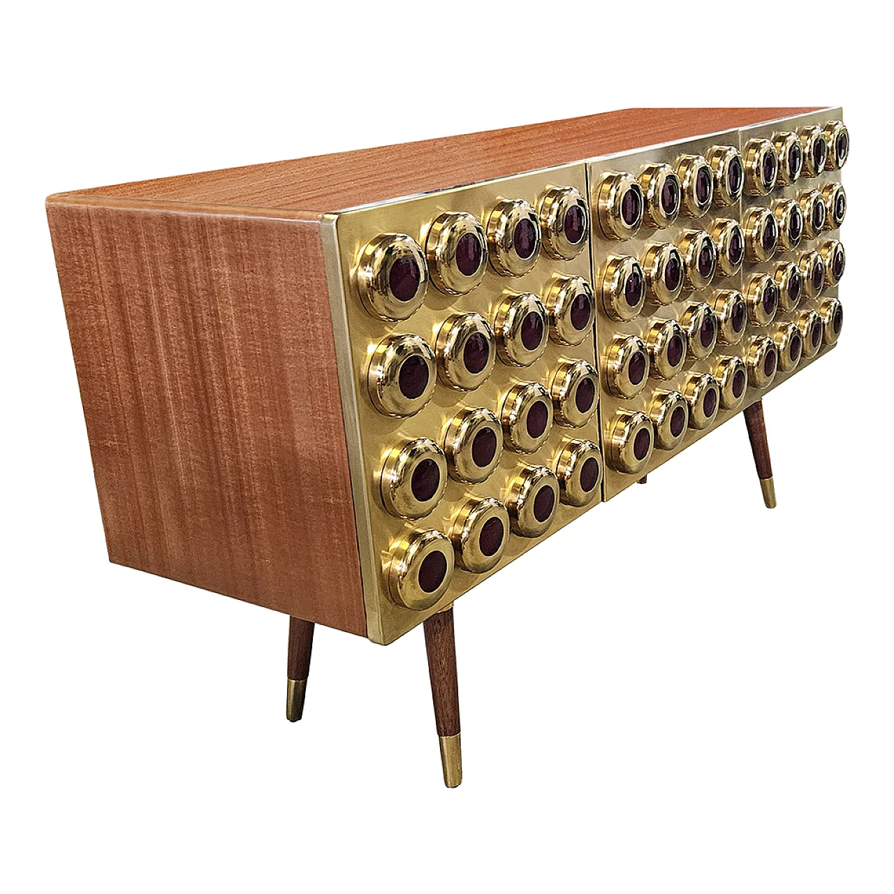 Credenza tre ante in ottone e vetro, anni '90 2