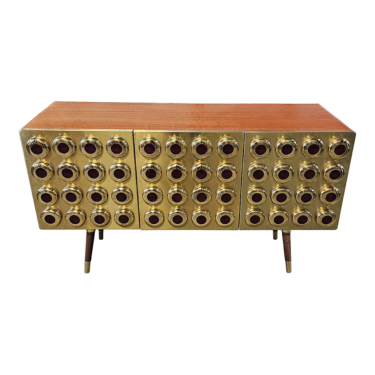 Credenza tre ante in ottone e vetro, anni '90 3