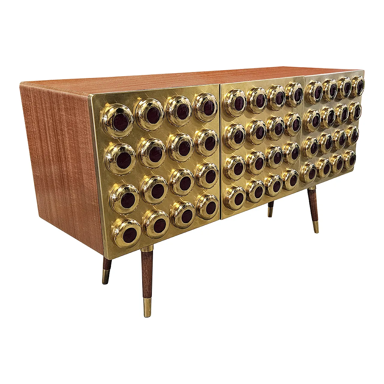Credenza tre ante in ottone e vetro, anni '90 4