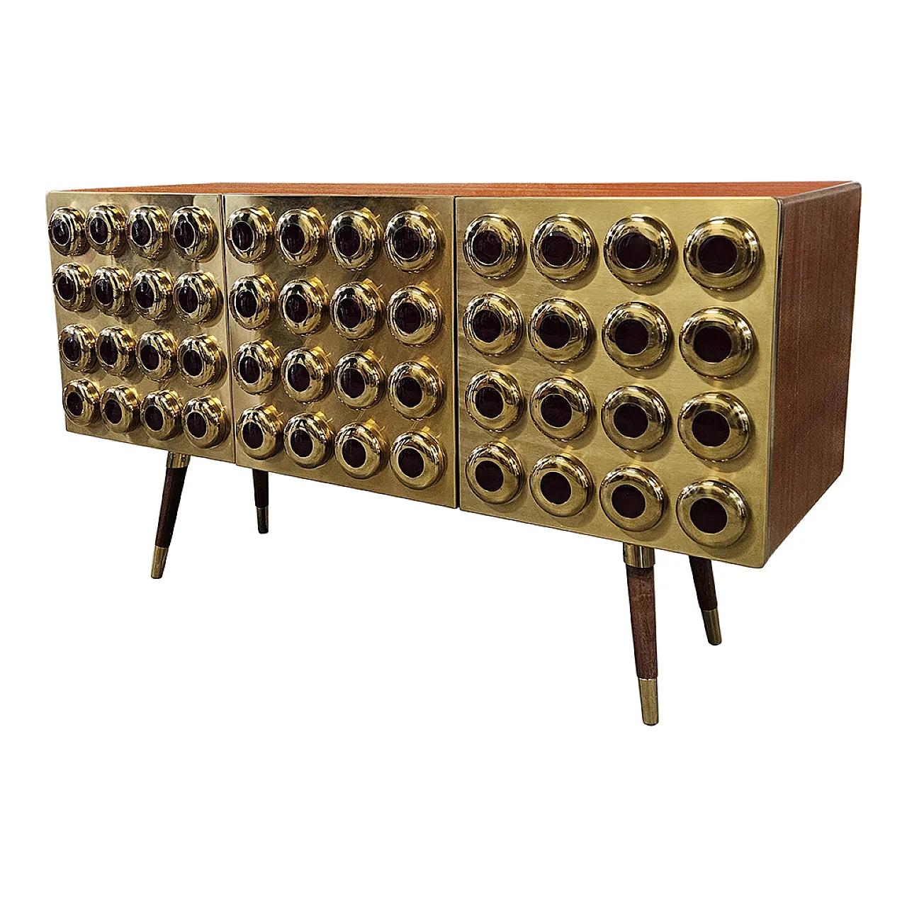 Credenza tre ante in ottone e vetro, anni '90 5