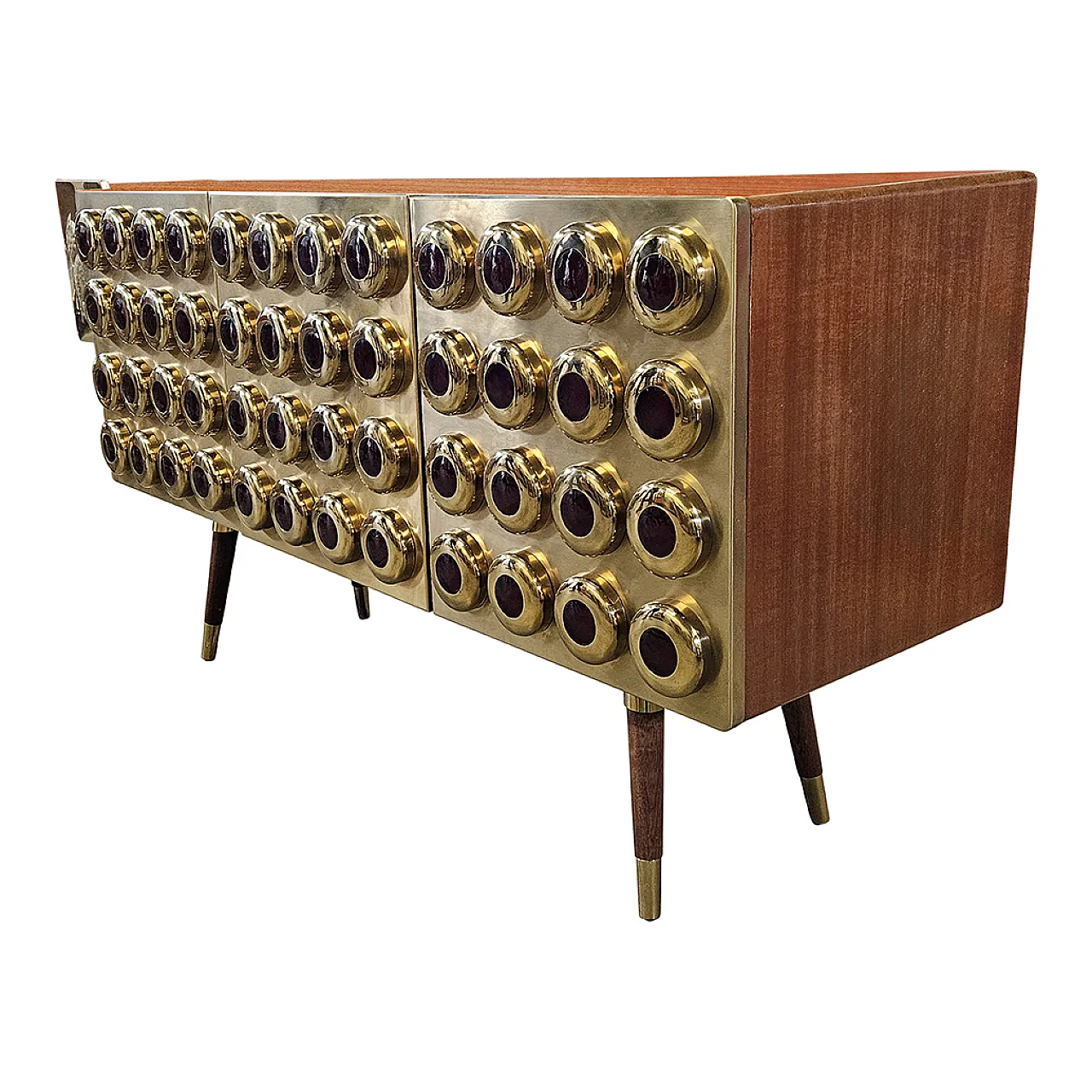 Credenza tre ante in ottone e vetro, anni '90 6