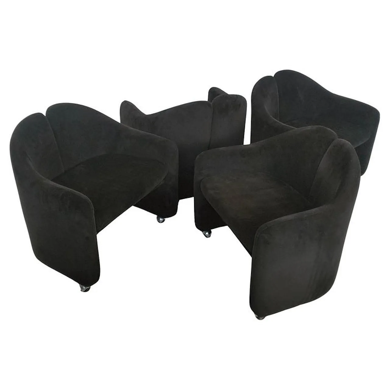 4 sedie su ruote PS142 di Eugenio Gerli per Tecno anni '70 1