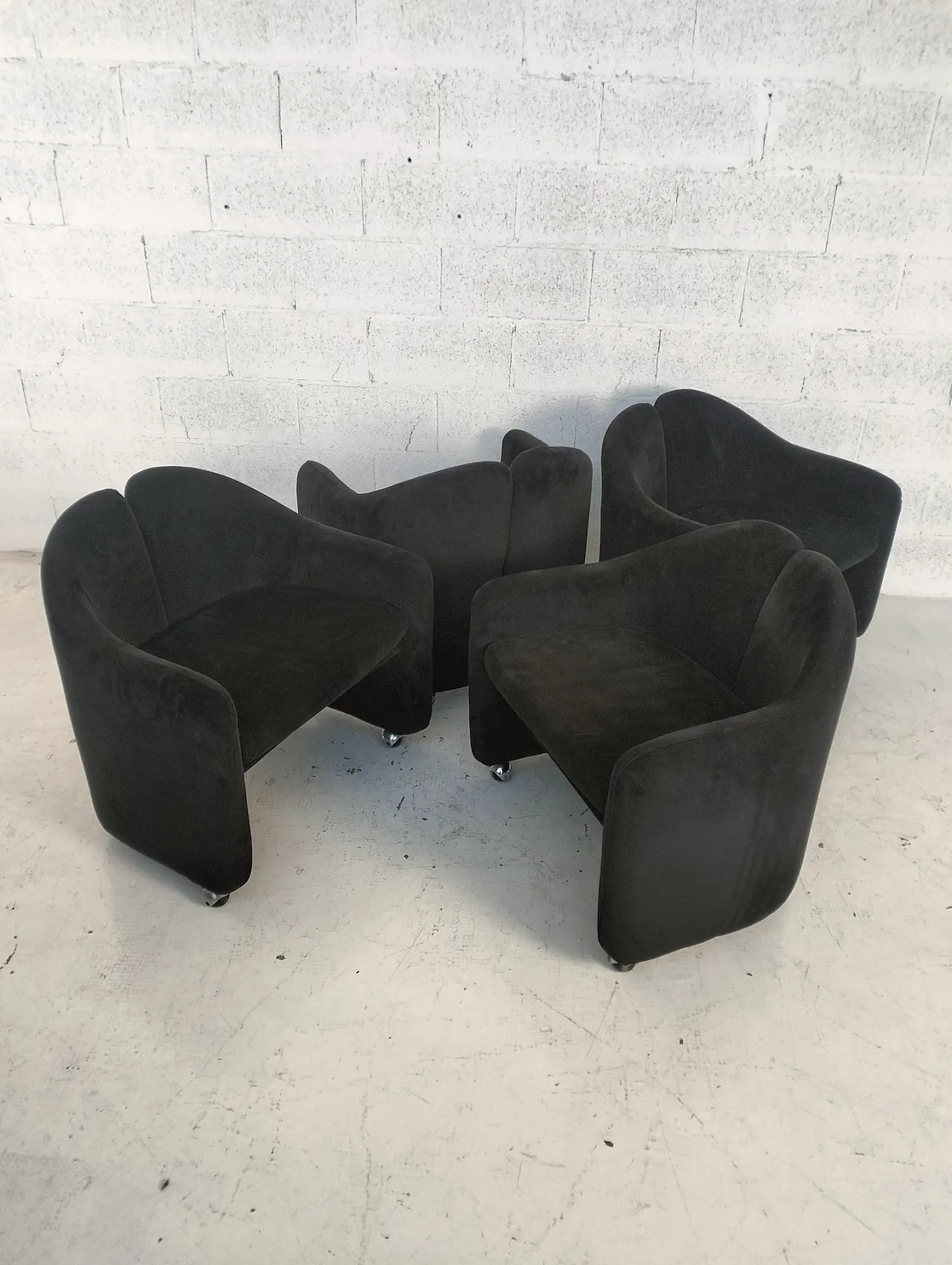 4 sedie su ruote PS142 di Eugenio Gerli per Tecno anni '70 4