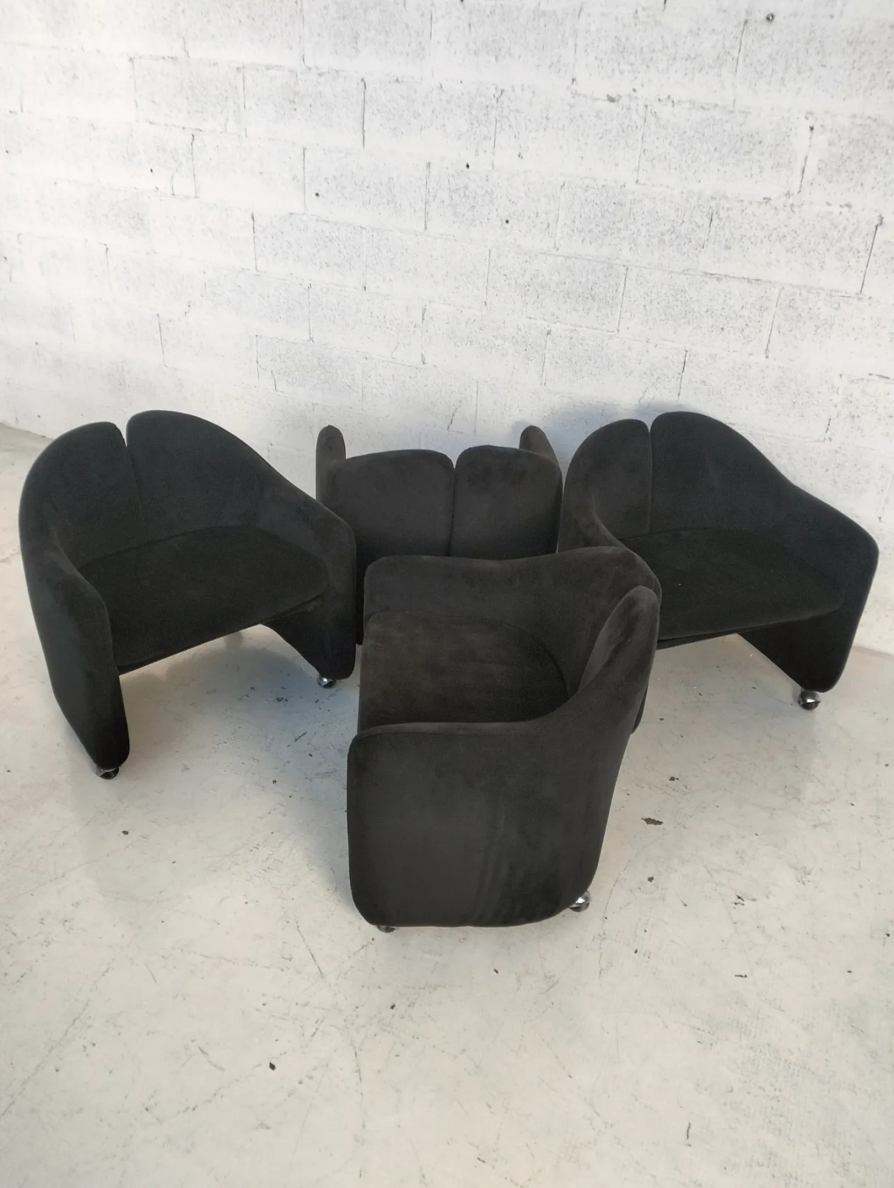 4 sedie su ruote PS142 di Eugenio Gerli per Tecno anni '70 5