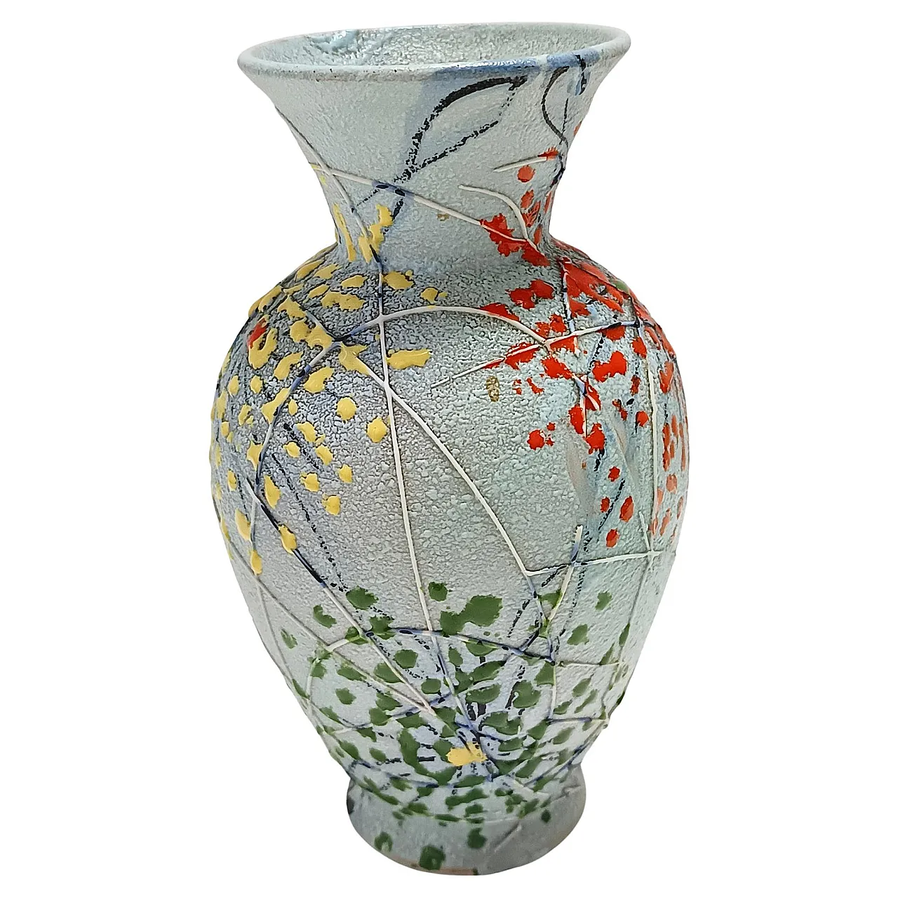 Handcrafted and Hand-painted Multicolored Ceramic Vase by Fanciullacci, Italy 1