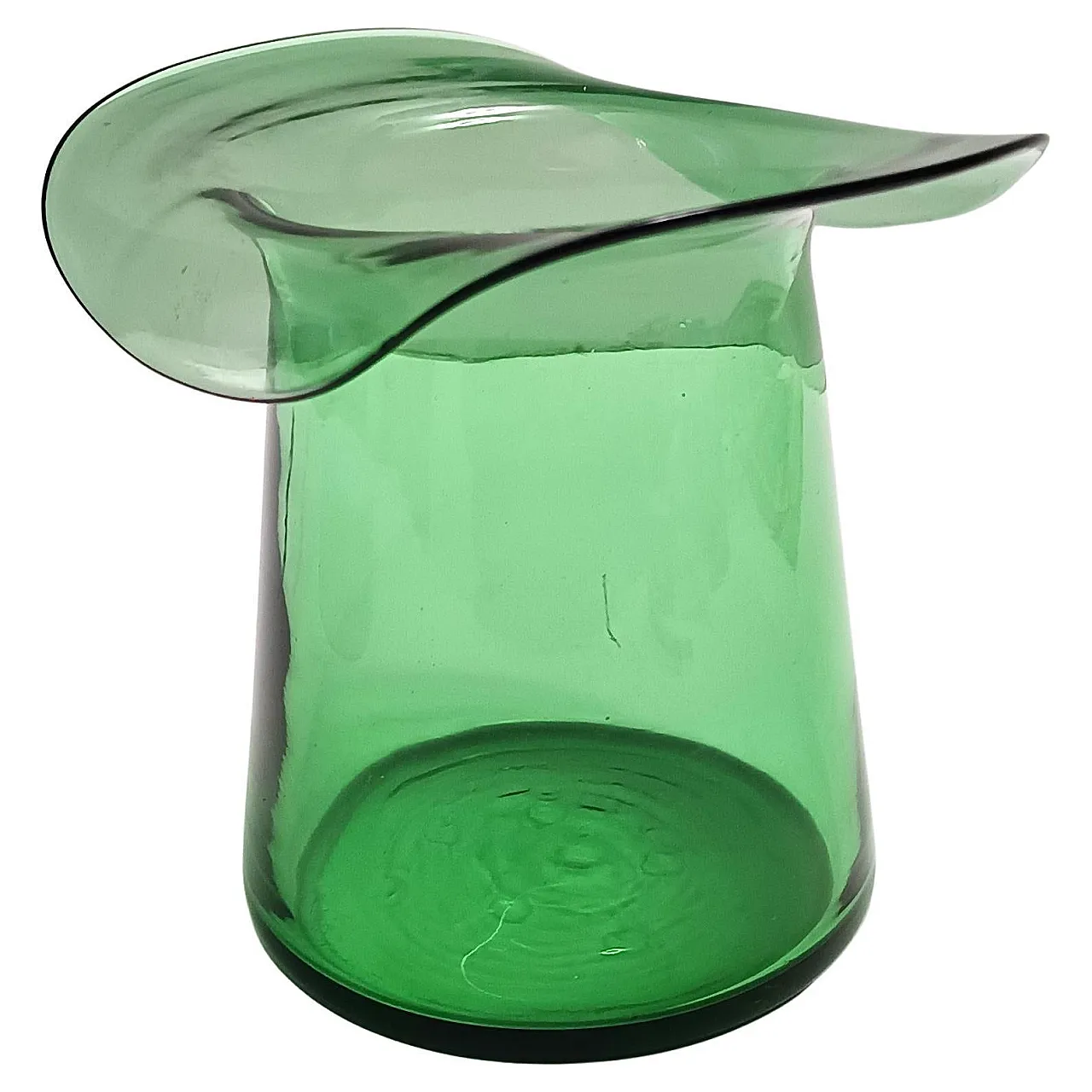 Cylindrical Green Hand-Blown Glass Vase, Empoli, Italy 1