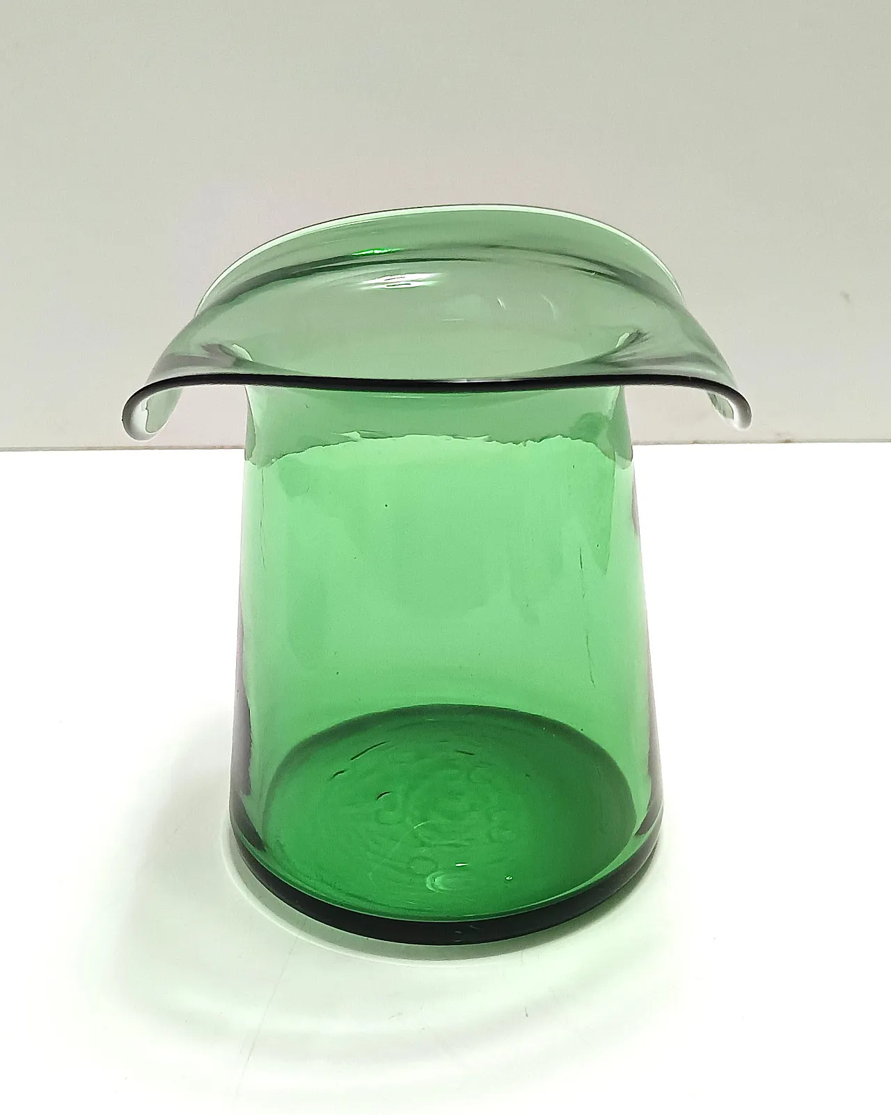 Cylindrical Green Hand-Blown Glass Vase, Empoli, Italy 5