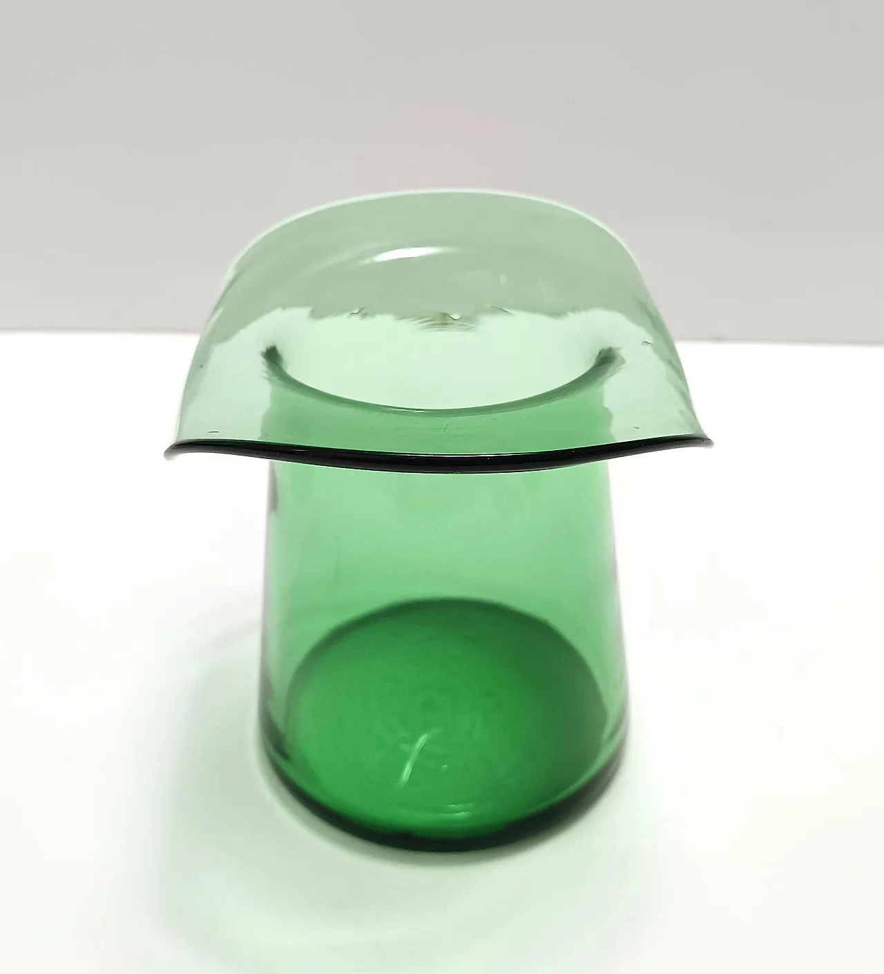 Cylindrical Green Hand-Blown Glass Vase, Empoli, Italy 6