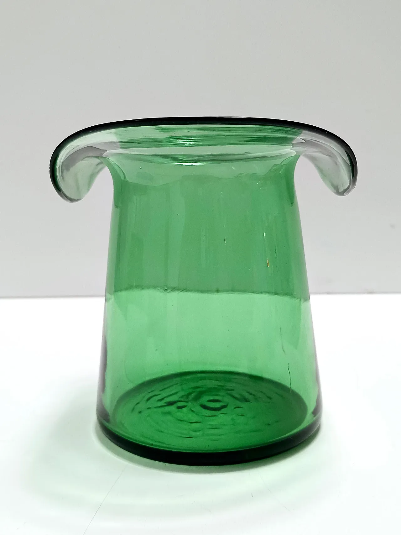 Cylindrical Green Hand-Blown Glass Vase, Empoli, Italy 7