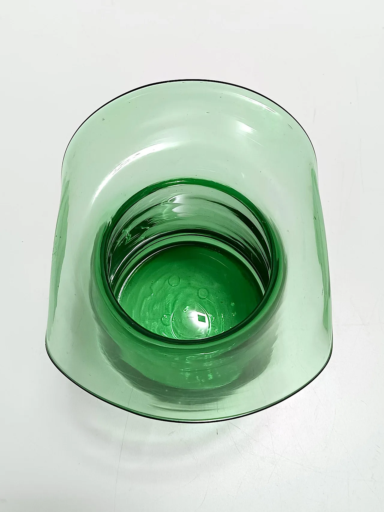 Cylindrical Green Hand-Blown Glass Vase, Empoli, Italy 10