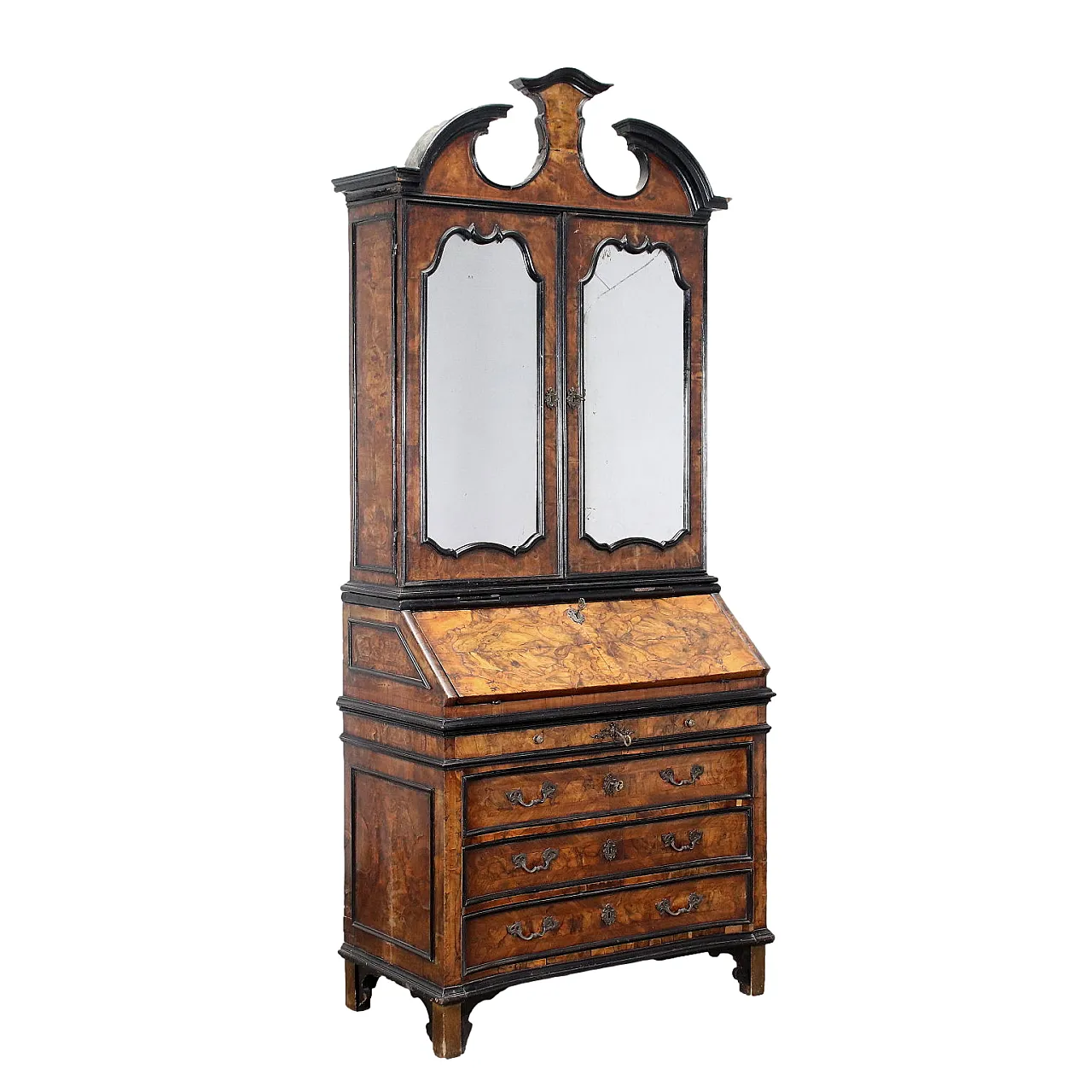 Baroque style wooden trumeau with mirrored doors, 18th century 1