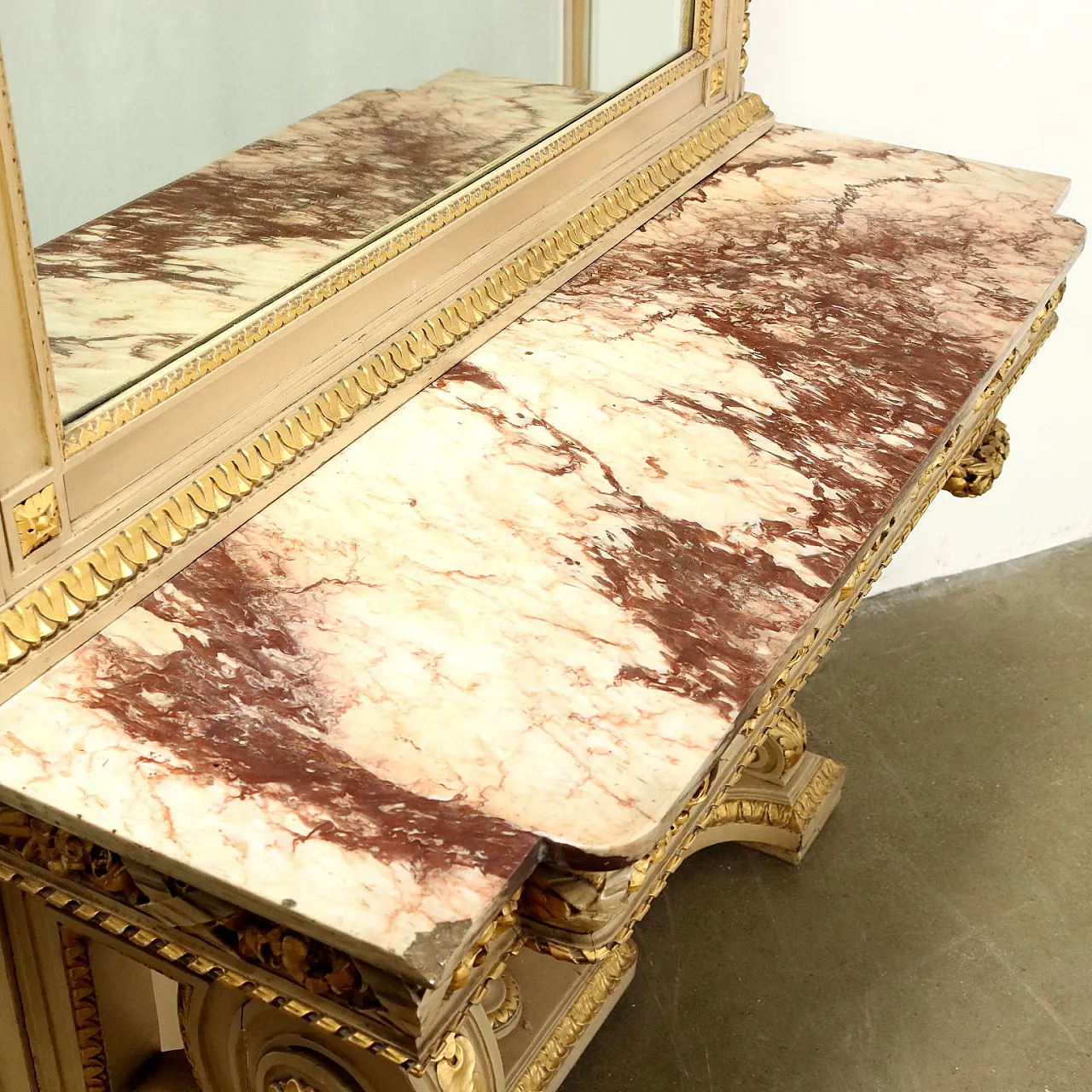 Antique console table with mirror in neoclassical style, 19th century 3